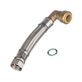 Easi Plumb Push-fit Chrome Brass, rubber & stainless steel Flexible Hose EPFC3412, (L)0.5m (Thread)½" (Dia)½"