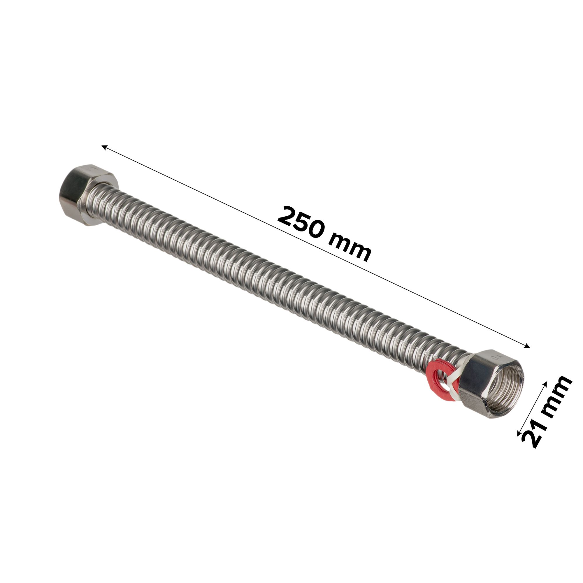 Easi Plumb Threaded Chrome Flexible Hose EPFT34250 ¾" (L)0.25m 15mm x (Dia)¾"