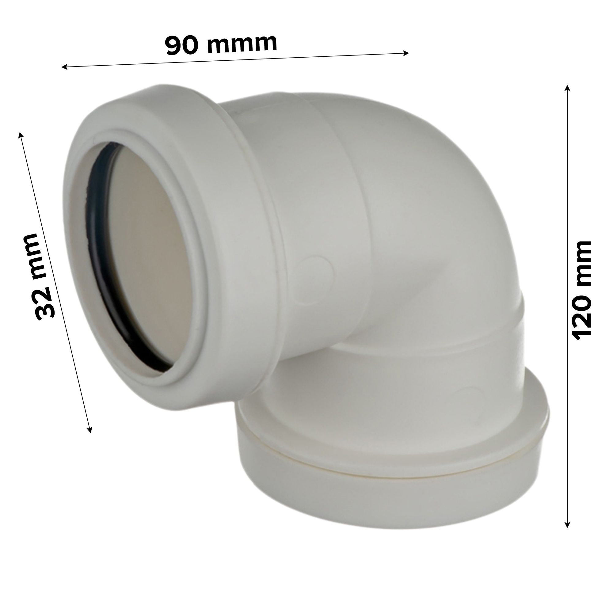 Easi Plumb Waste Pipes Push-fit 90° Equal Knuckle Pipe elbow (Dia)32mm