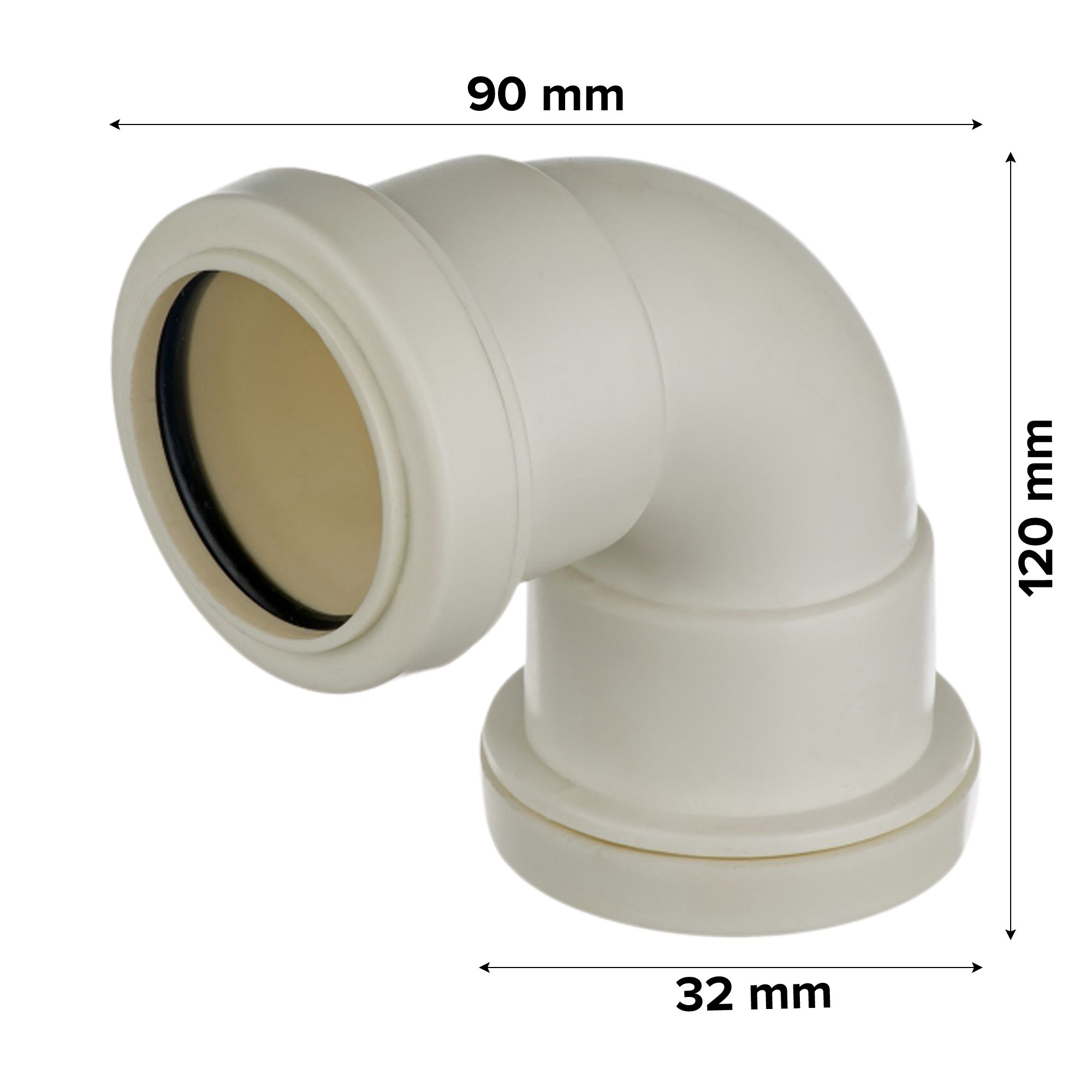 Easi Plumb Waste Pipes Push-fit 90° Equal Swept Pipe elbow (Dia)32mm