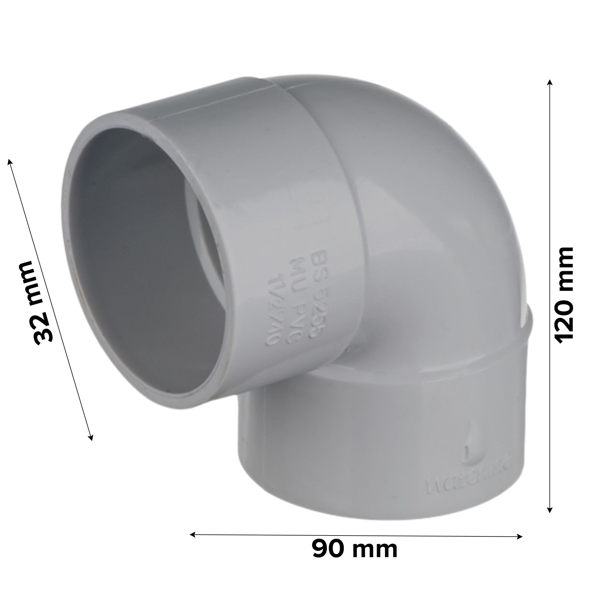 Easi Plumb Waste Pipes Solvent weld 90° Equal Knuckle Pipe elbow (Dia)32mm