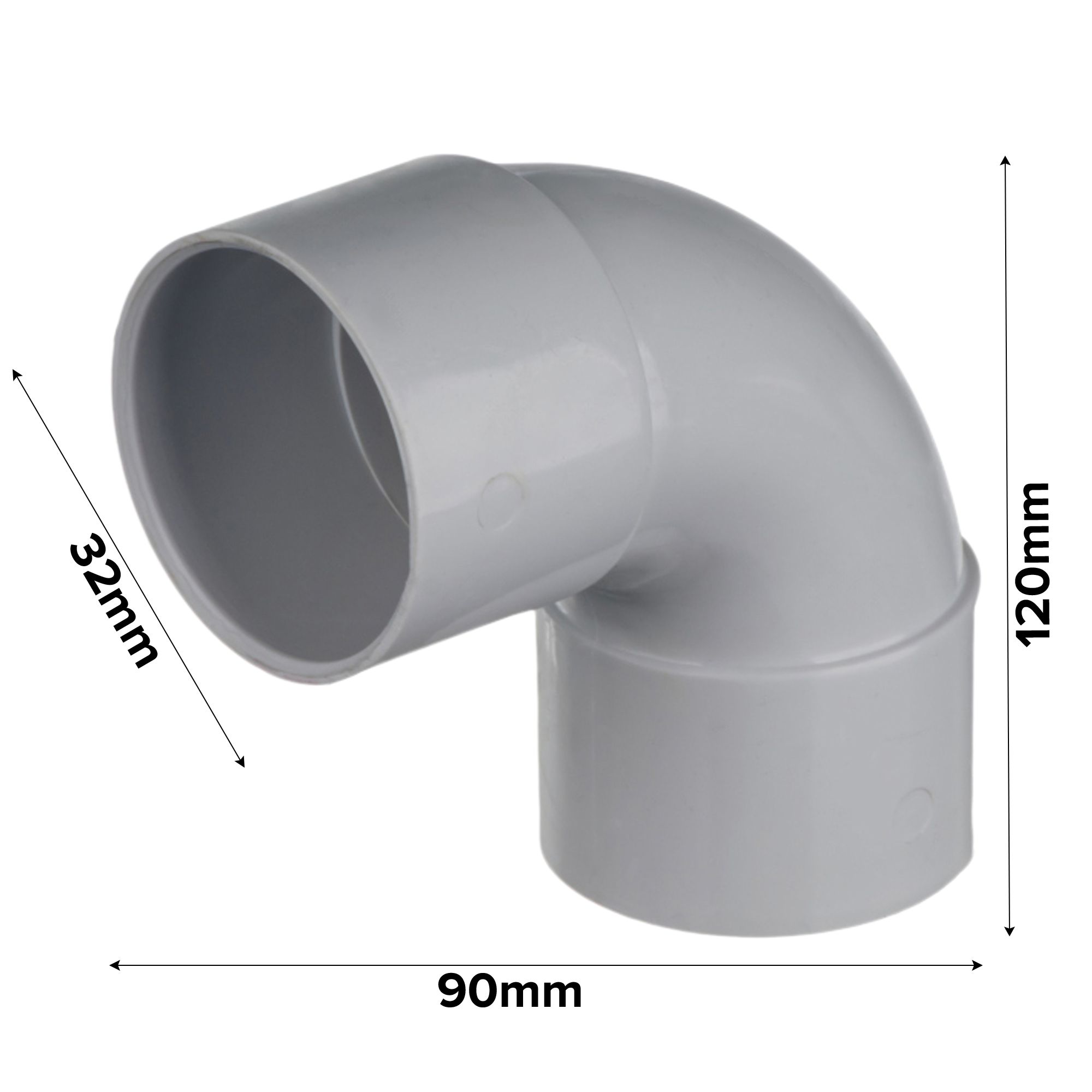 Easi Plumb Waste Pipes Solvent weld 90° Equal Swept Pipe elbow (Dia)32mm