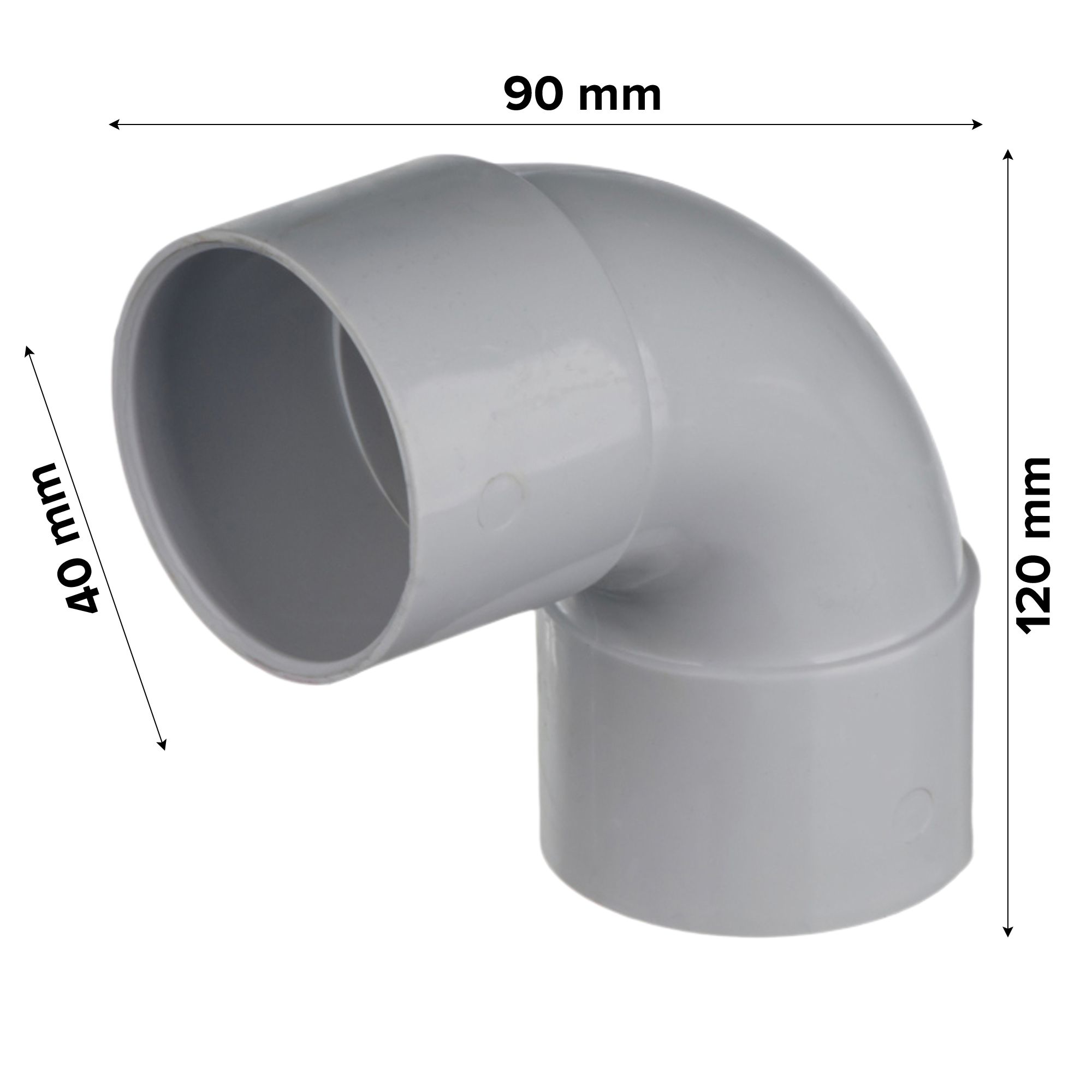 Easi Plumb Waste Pipes Solvent weld 90° Equal Swept Pipe elbow (Dia)40mm