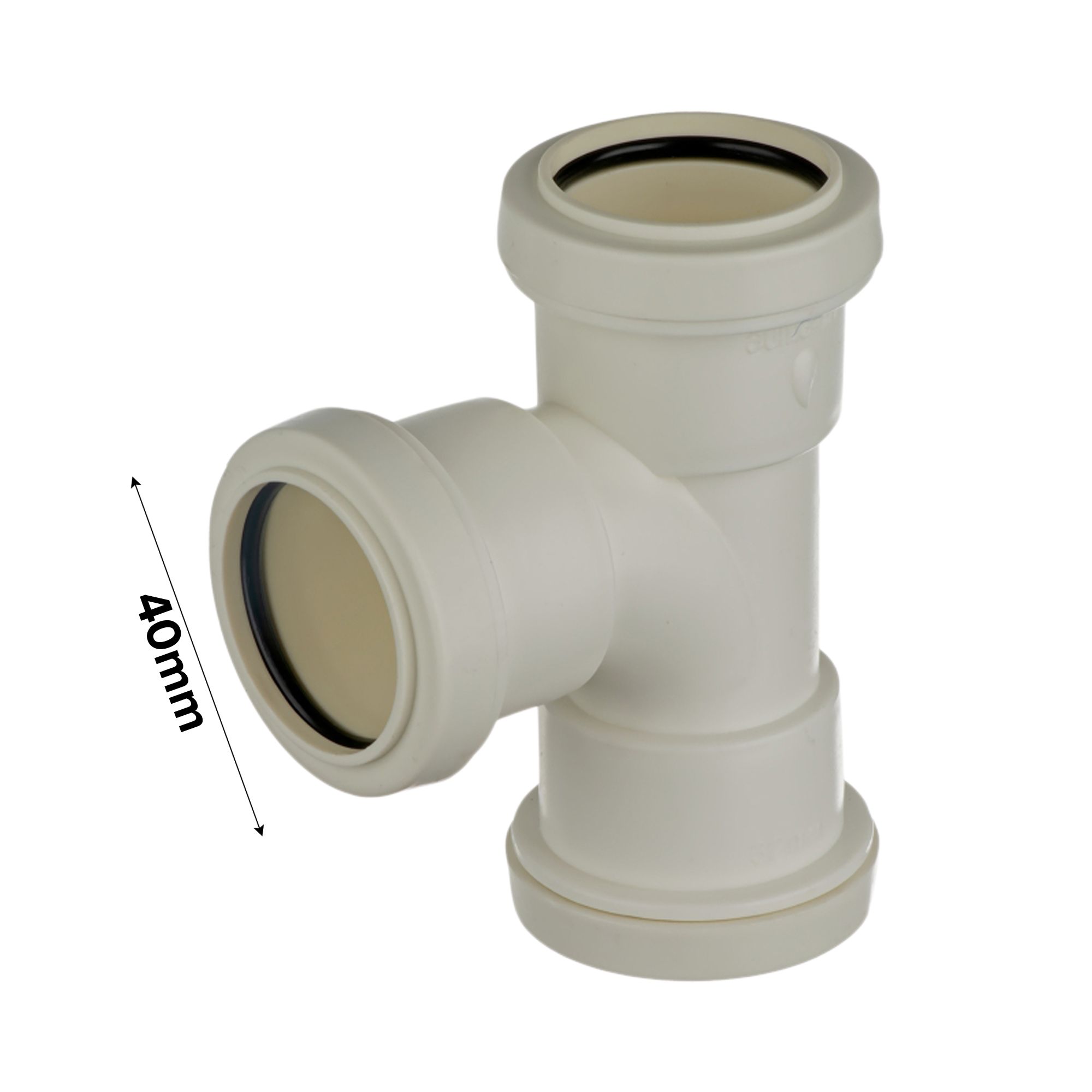 Easi Plumb White Push-fit 90° Equal Waste pipe Tee, (Dia)40mm