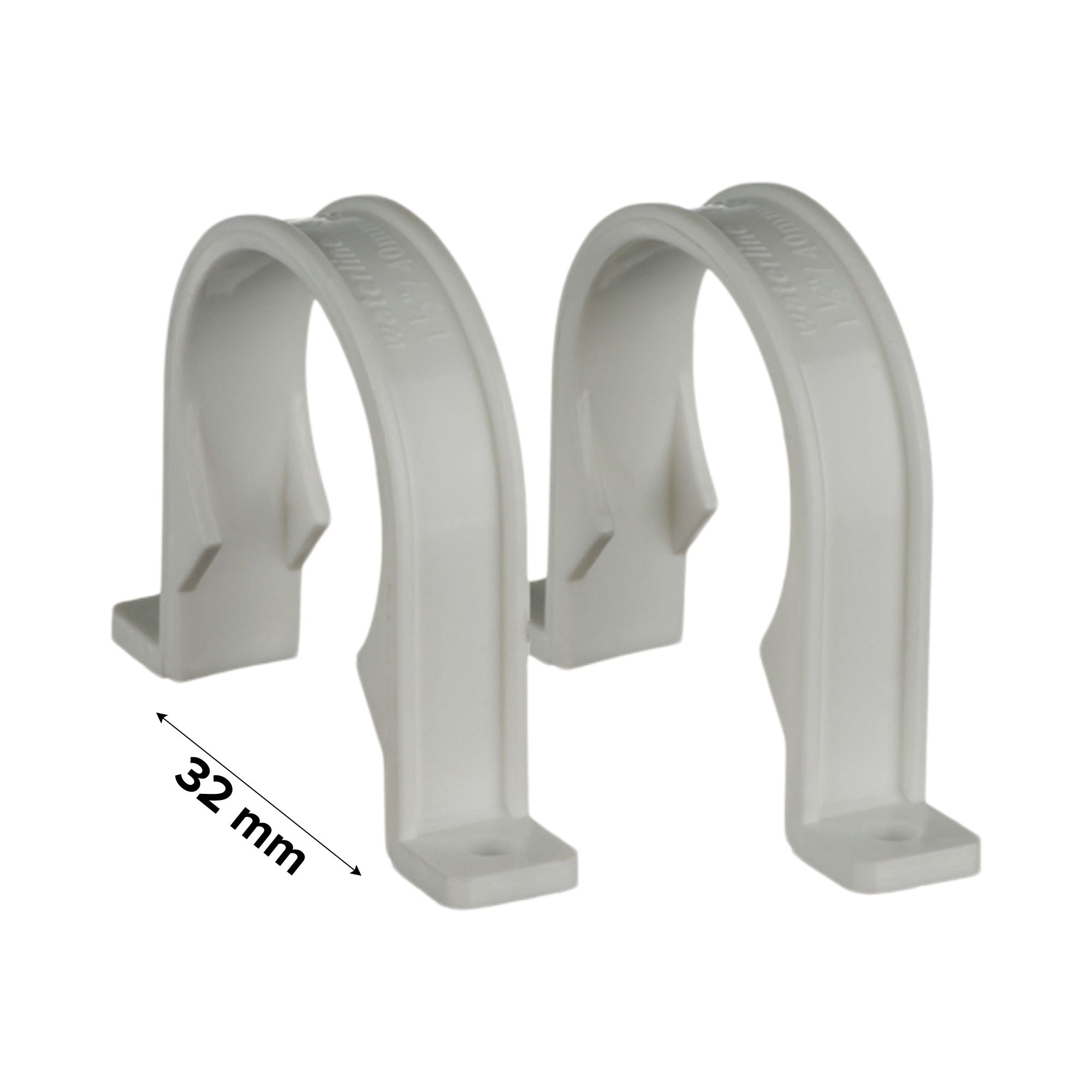 Easi Plumb White PVC Pipe clip EP32PCW (Dia)32mm, Pack of 2