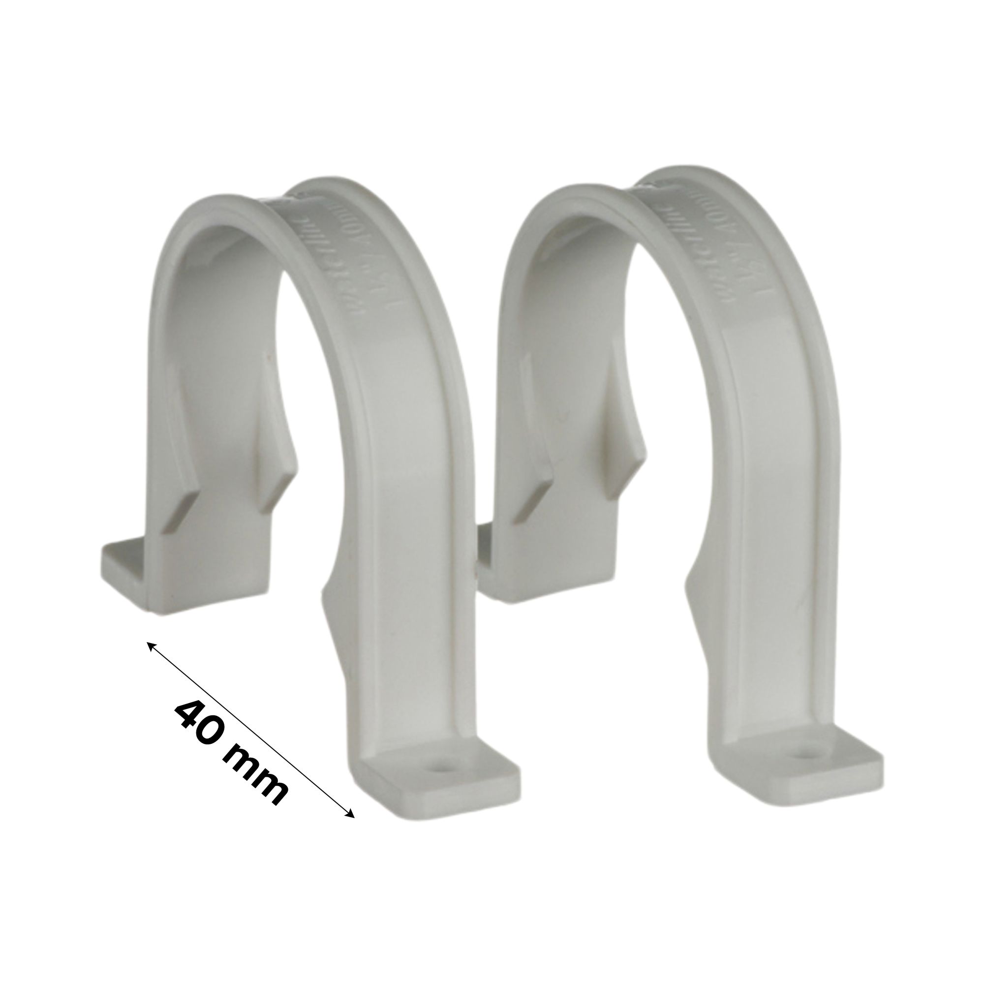 Easi Plumb White PVC Pipe clip EP40PCW (Dia)40mm, Pack of 2
