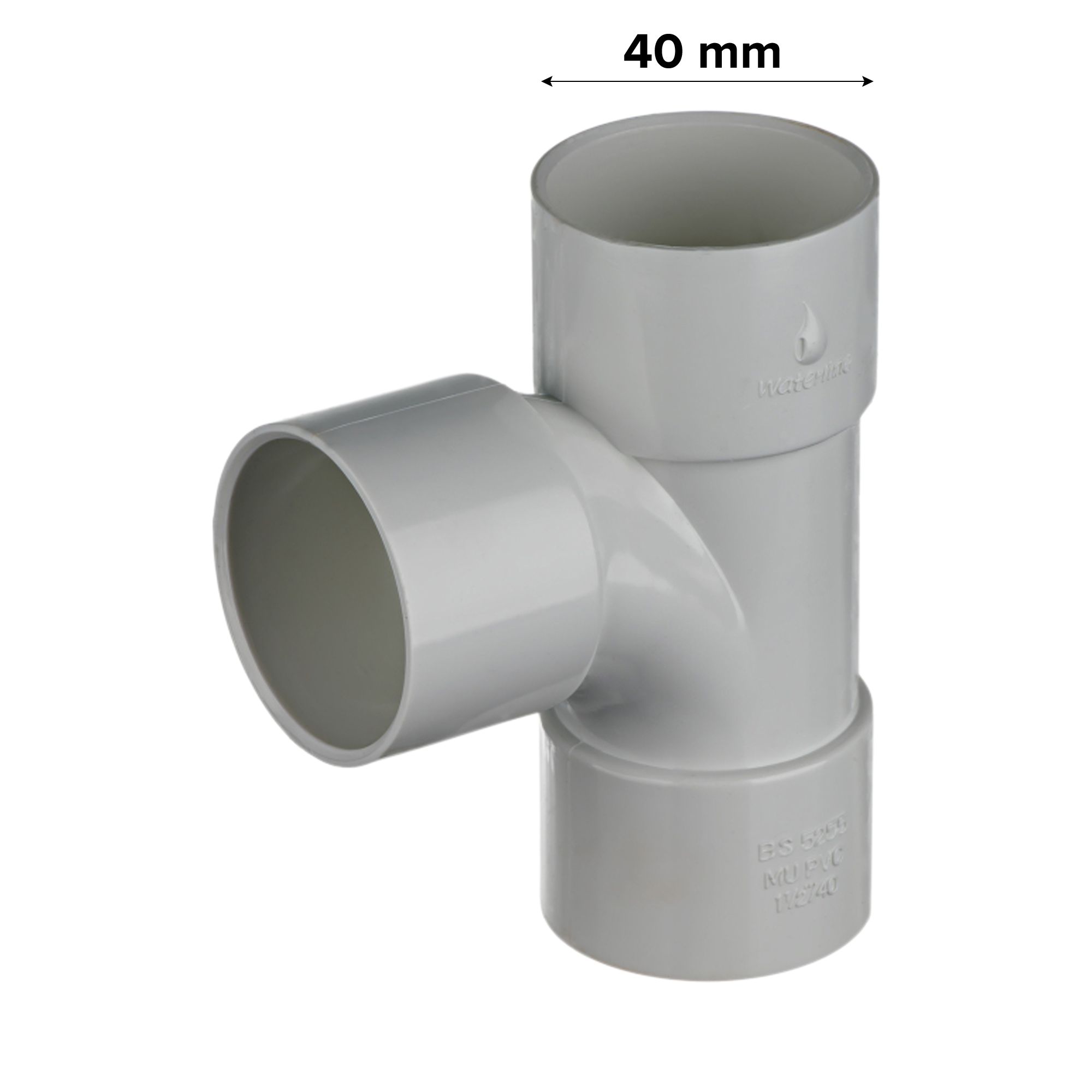 Easi Plumb White Solvent weld 90° Equal Waste pipe Tee, (Dia)40mm