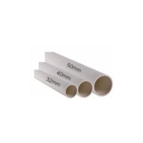 Easi Plumb White Solvent weld Waste pipe, (L)3m (Dia)32mm