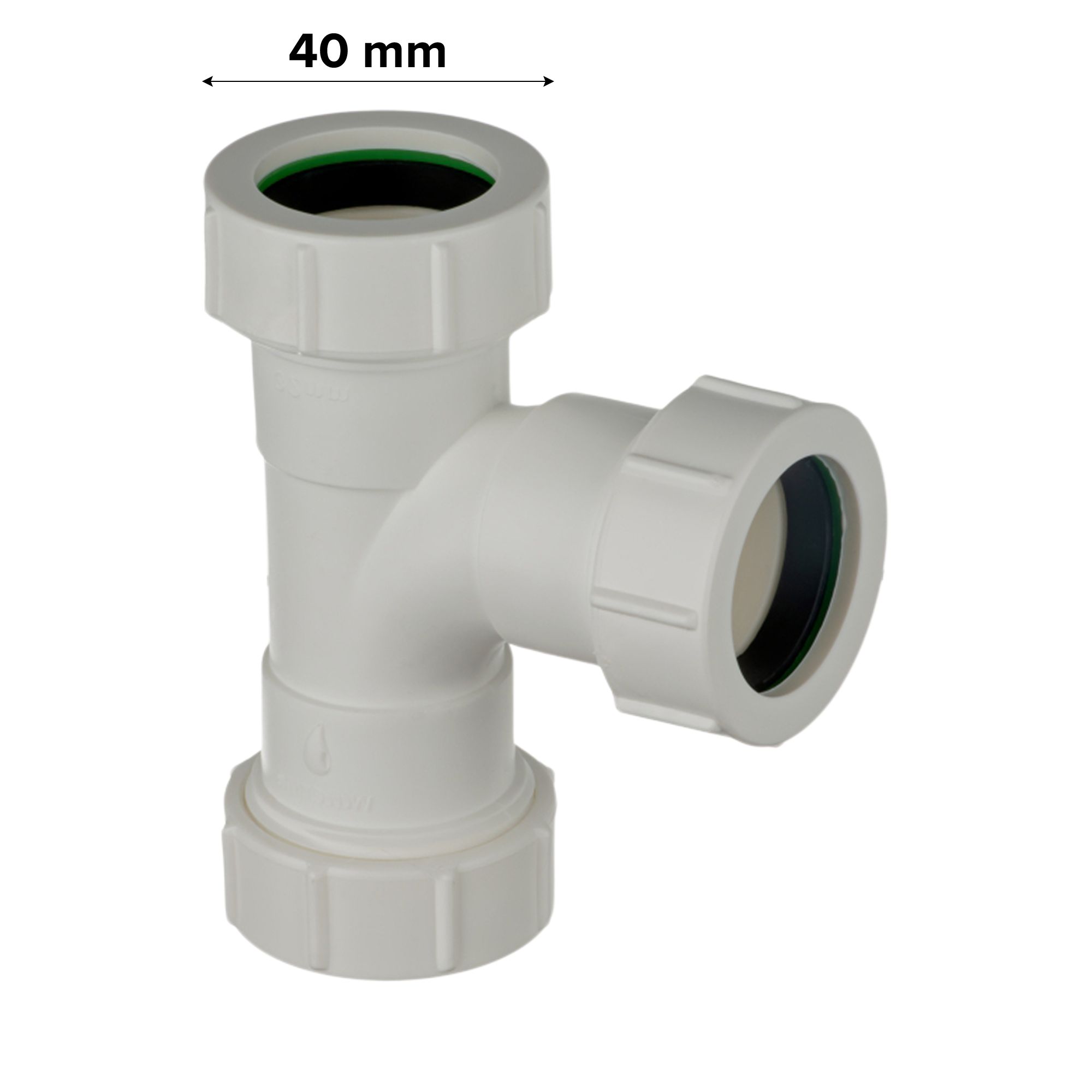 Easi Plumb White Universal compression 90° Equal Waste pipe Tee, (Dia)40mm