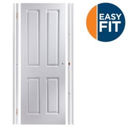 Easy fit 4 panel Pre-painted White Adjustable Internal Door & frame set, (H)1988mm-1996mm (W)683mm-695mm