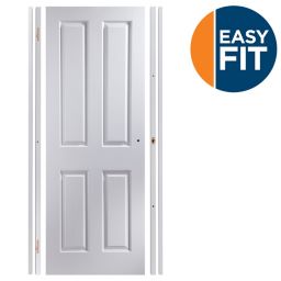 Easy fit 4 panel Pre-painted White Adjustable Internal Door & frame set, (H)1988mm-1996mm (W)759mm-771mm