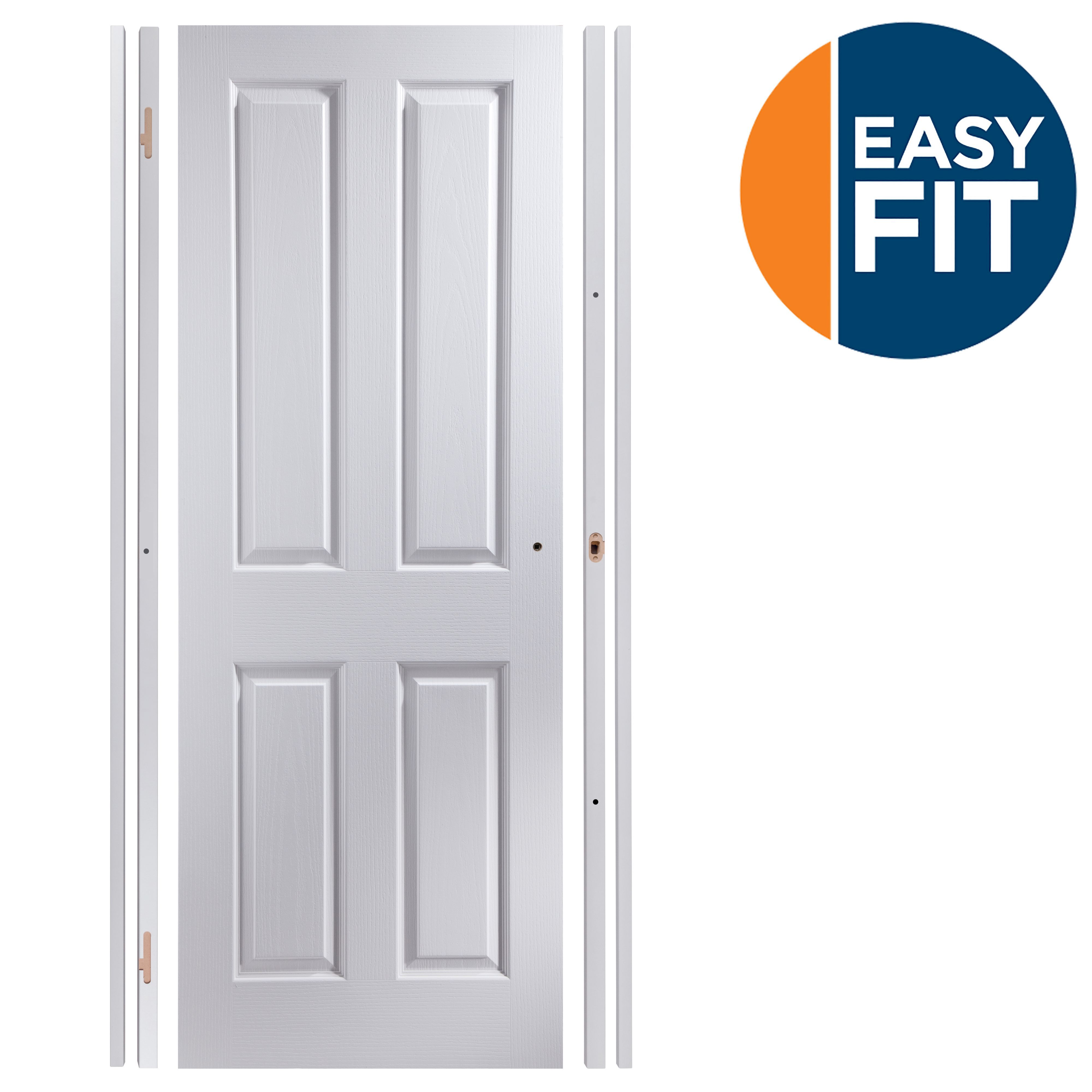 Easy fit 4 panel White Adjustable Internal Door & frame set, (H)1988mm-1996mm (W)759mm-771mm, (H)1996mm (W)771mm
