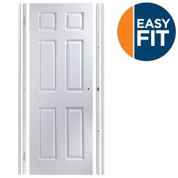 Easy fit 6 panel Pre-painted White Adjustable Internal Door & frame set, (H)1988mm-1996mm (W)759mm-771mm