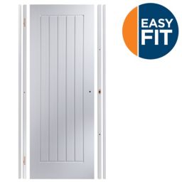 Easy fit Cottage Pre-painted White Adjustable Internal Door & frame set, (H)1988mm-1996mm (W)683mm-695mm