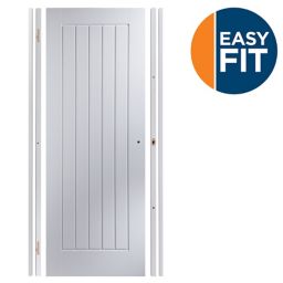 Easy fit Cottage Pre-painted White Adjustable Internal Door & frame set, (H)1988mm-1996mm (W)759mm-771mm