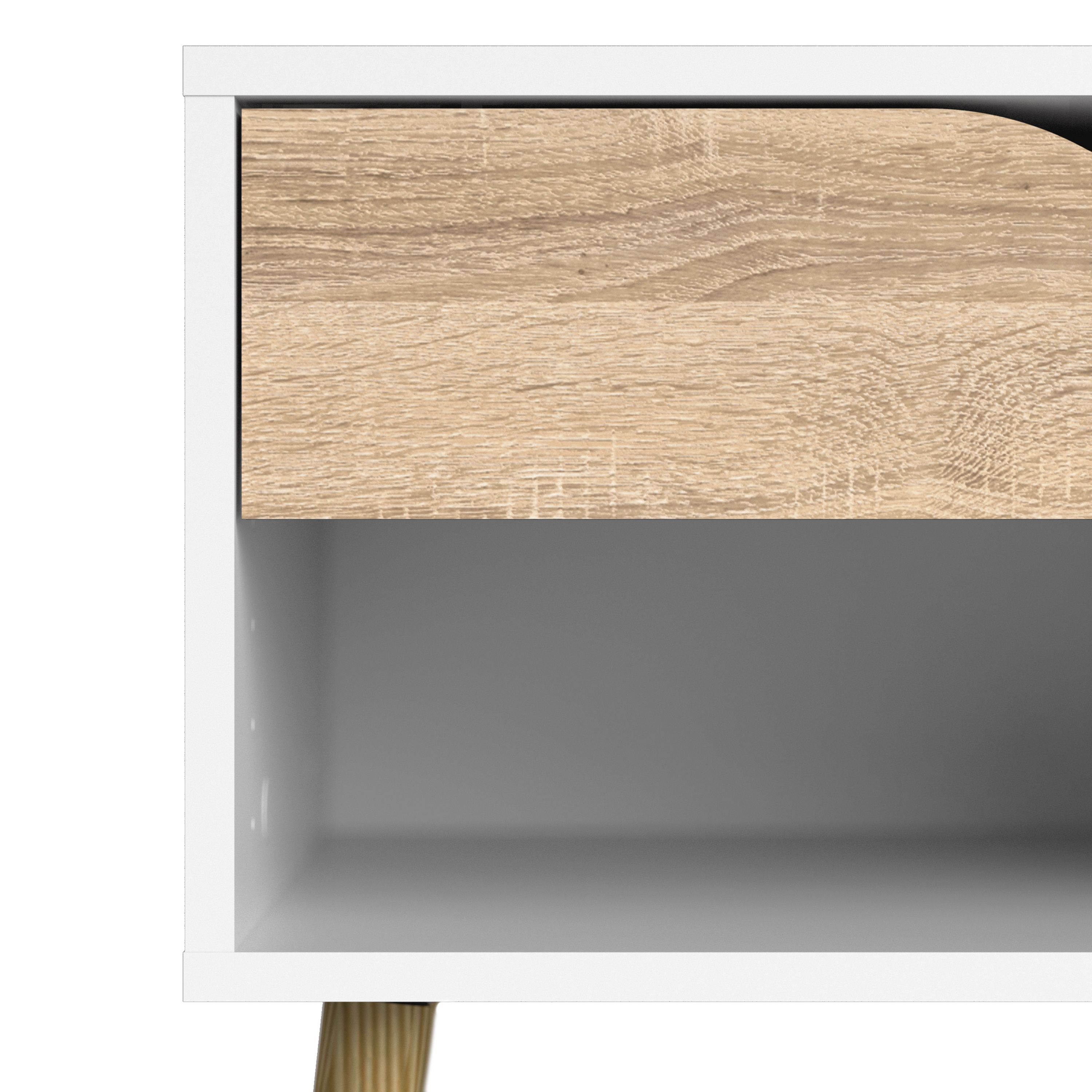 Ebru Matt white oak effect 1 Drawer Bedside table (H)497mm (W)502mm (D)391mm