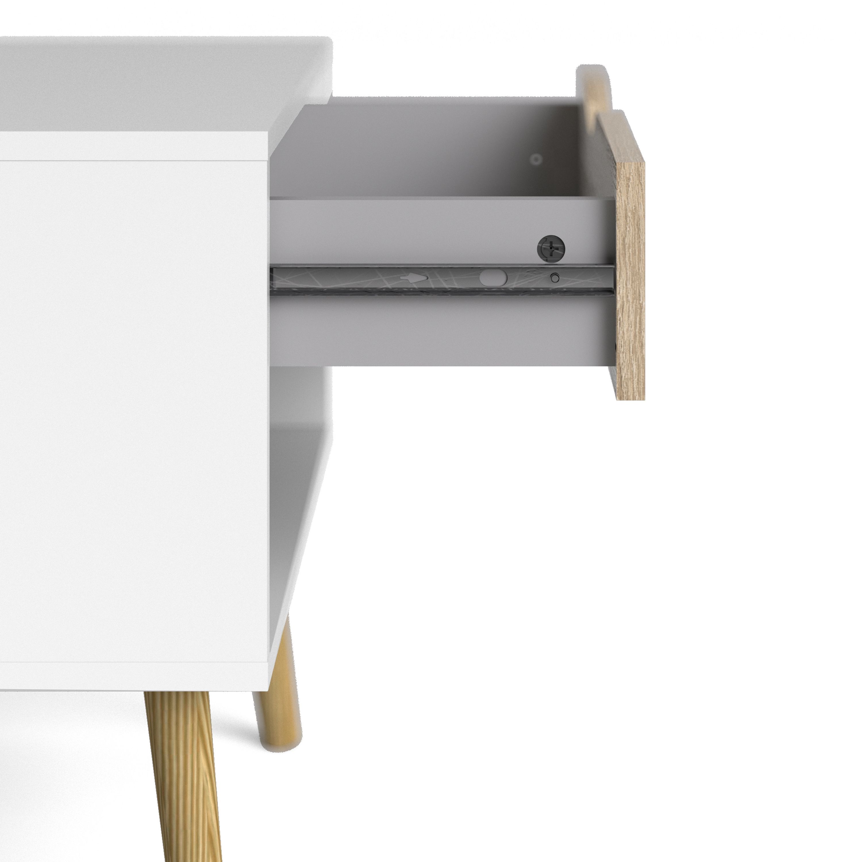 Ebru Matt white oak effect 1 Drawer Bedside table (H)497mm (W)502mm (D)391mm
