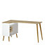 Ebru Matt white oak effect 2 drawer Desk (H)758mm (W)1451mm (D)810mm