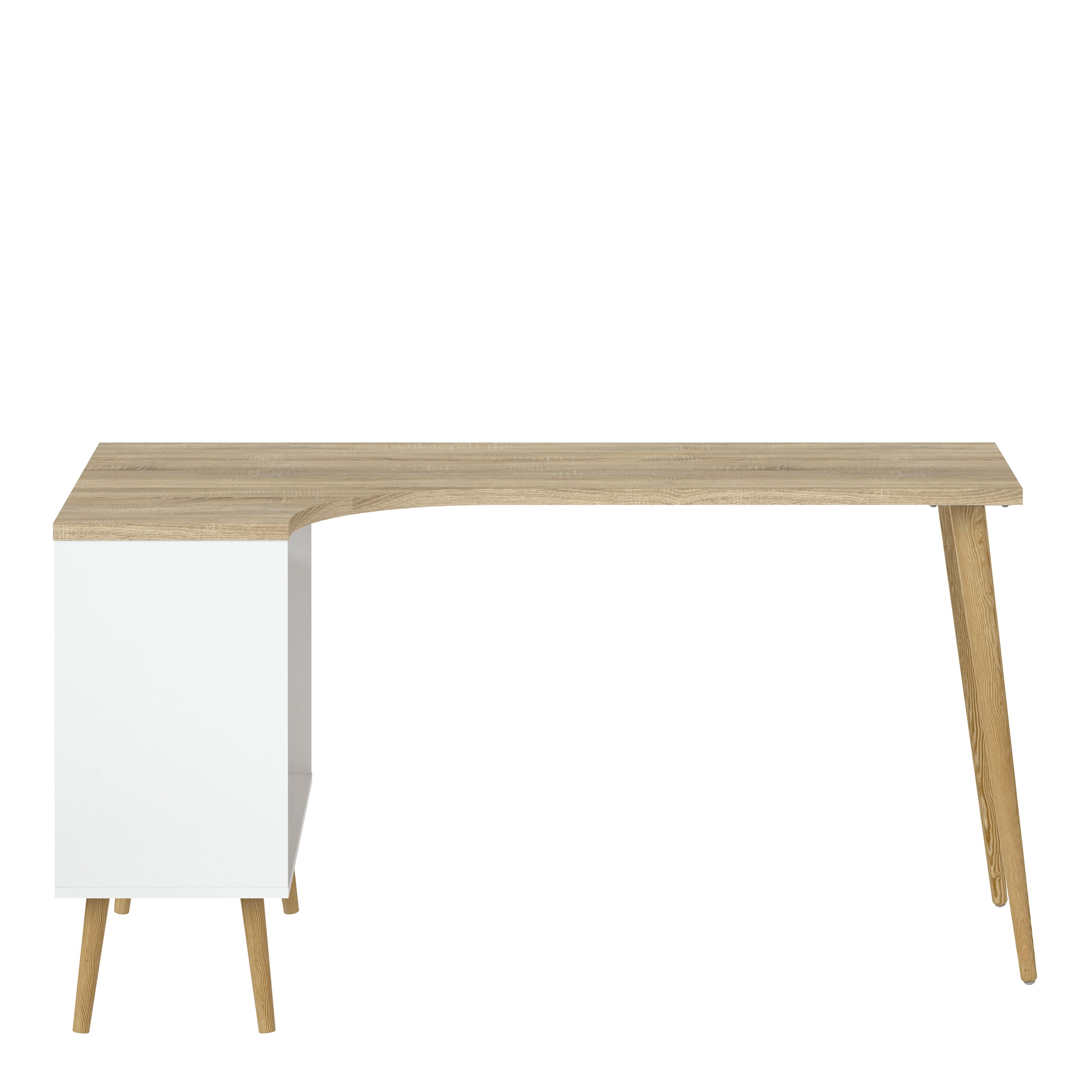 Ebru Matt white oak effect 2 drawer Desk (H)758mm (W)1451mm (D)810mm