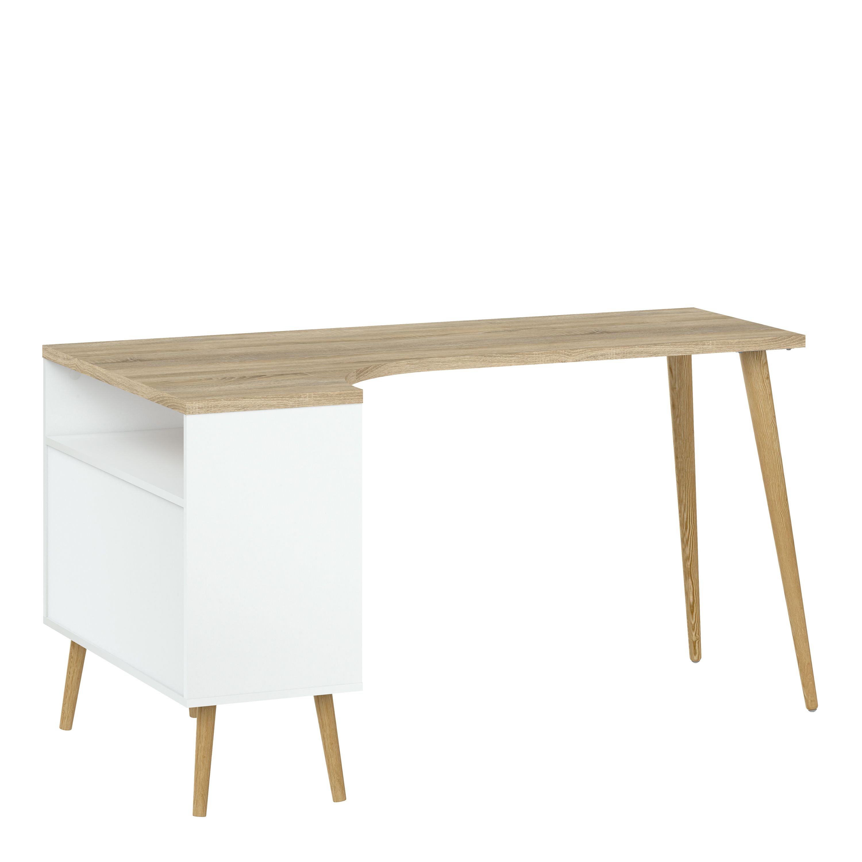 Ebru Matt white oak effect 2 drawer Desk (H)758mm (W)1451mm (D)810mm