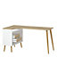 Ebru Matt white oak effect 2 drawer Desk (H)758mm (W)1451mm (D)810mm