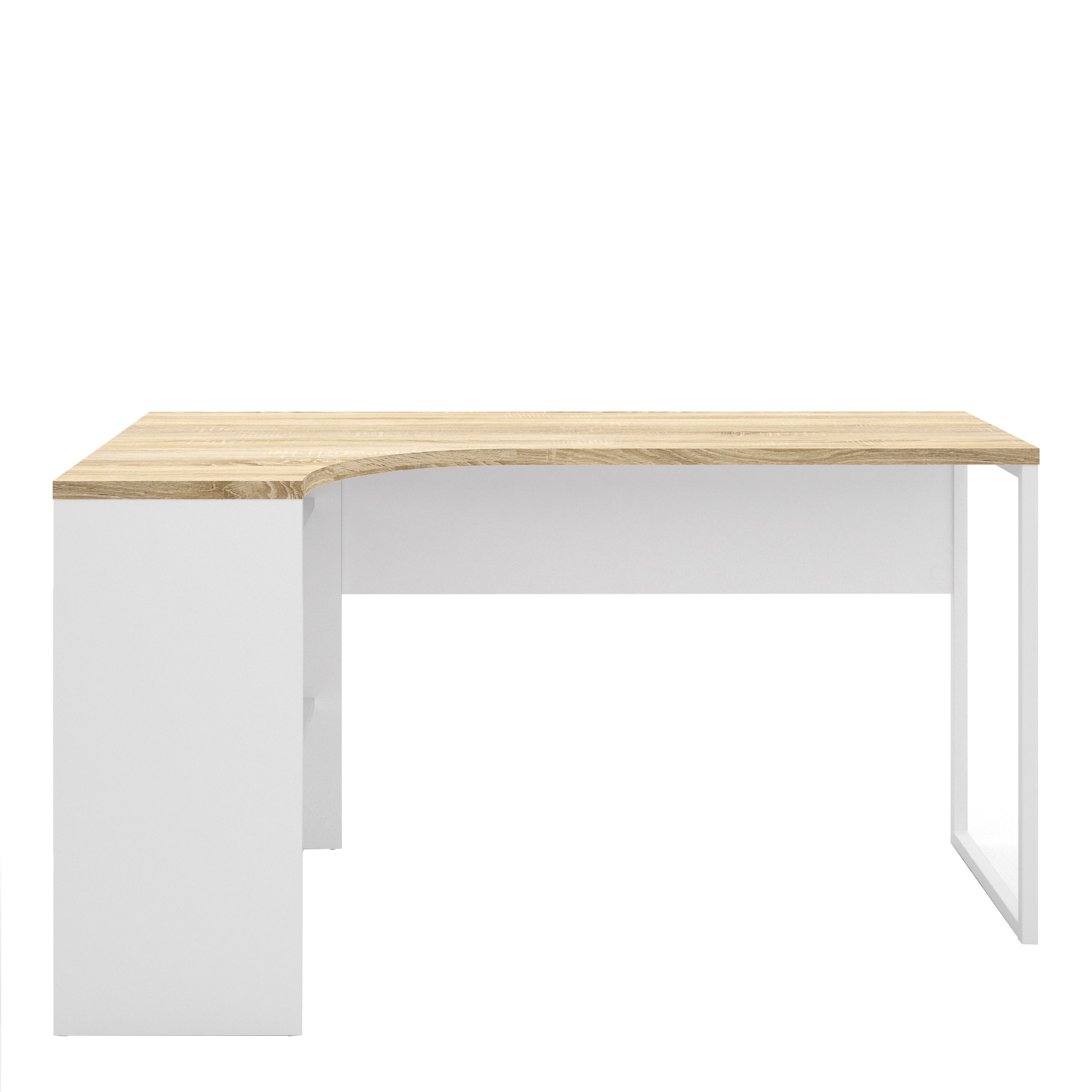 Ebru Matt white oak effect Corner 2 drawer Desk (H)768mm (W)1450mm (D)810mm