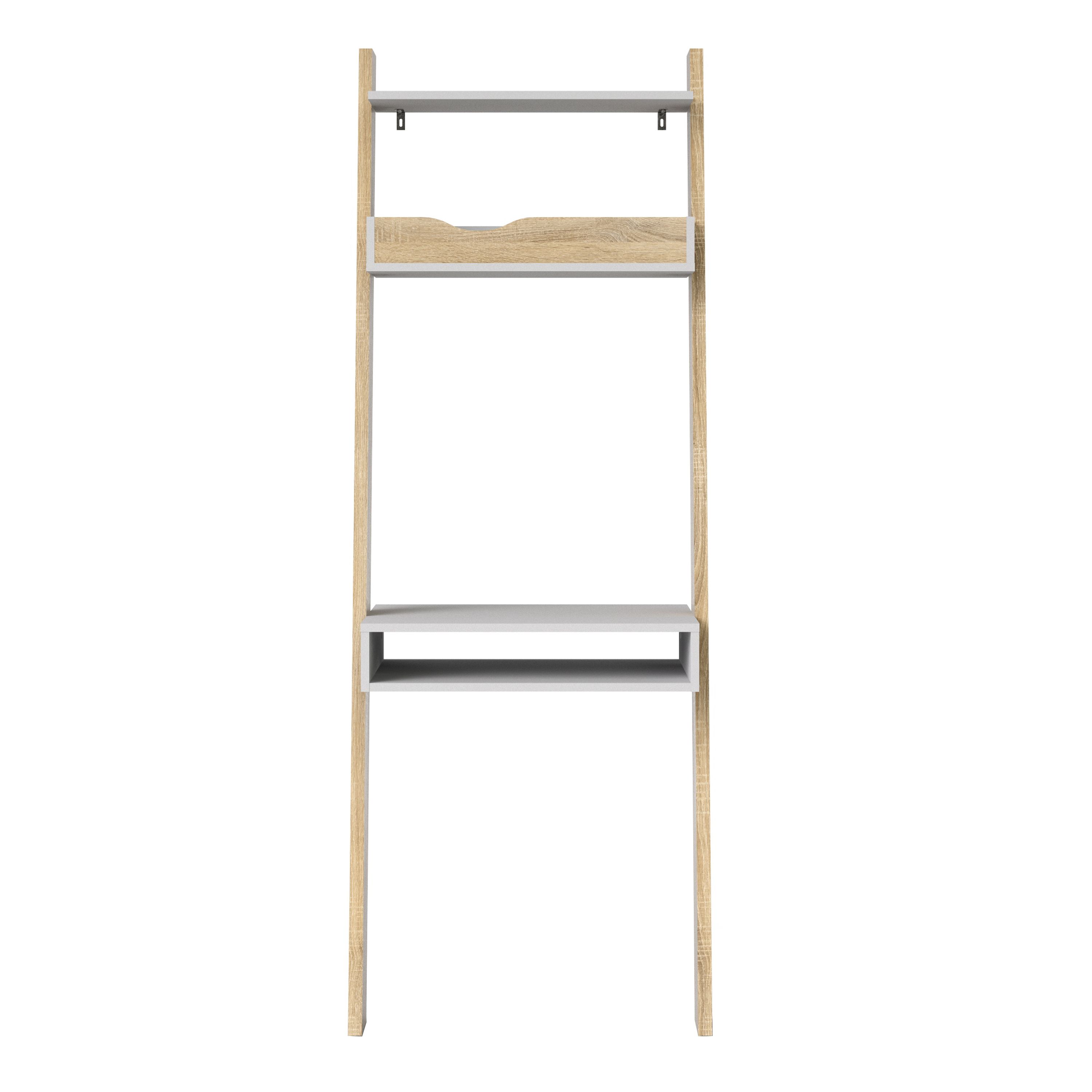 Ebru Matt white oak effect Desk (H)1804mm (W)651mm (D)481mm