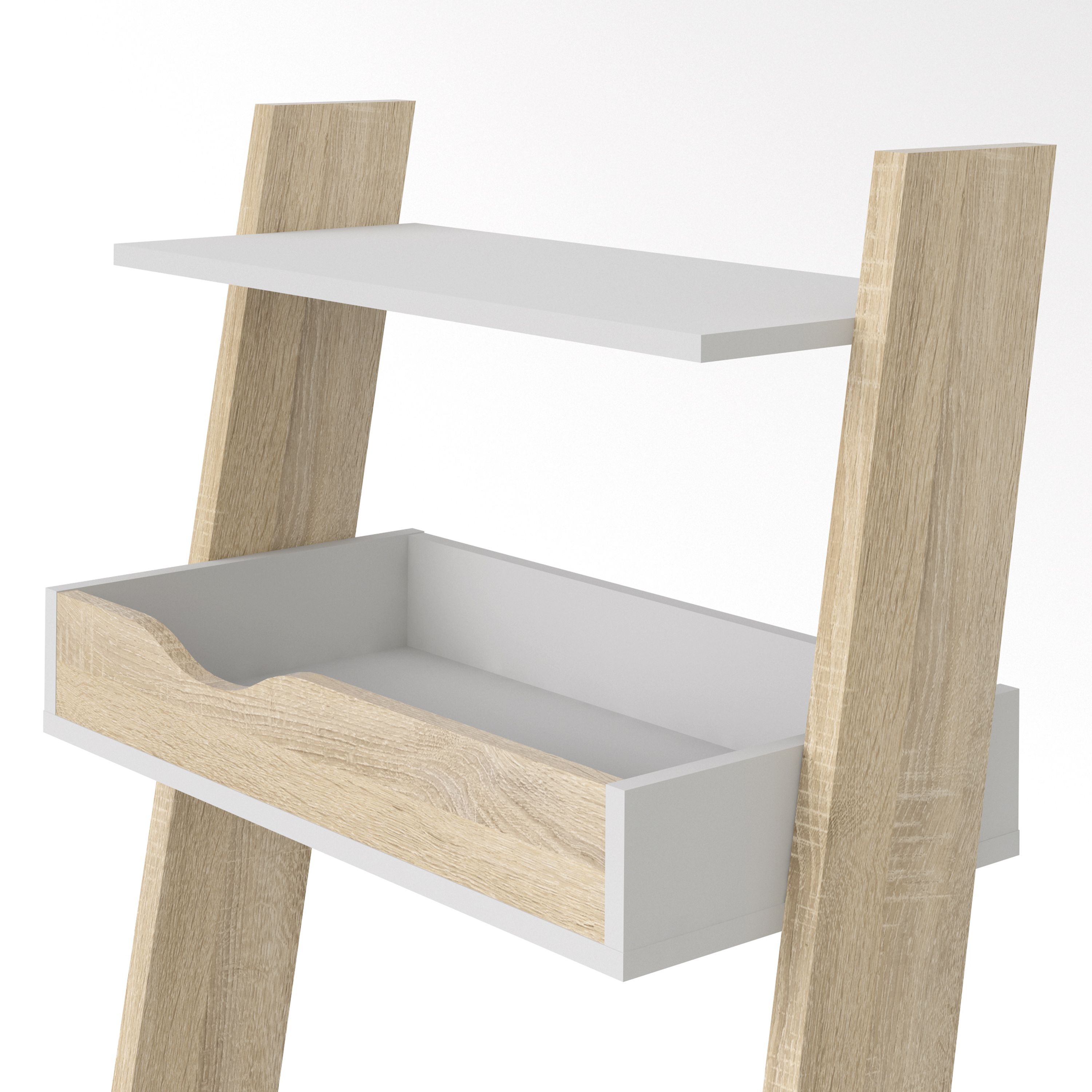 Ebru Matt white oak effect Desk (H)1804mm (W)651mm (D)481mm
