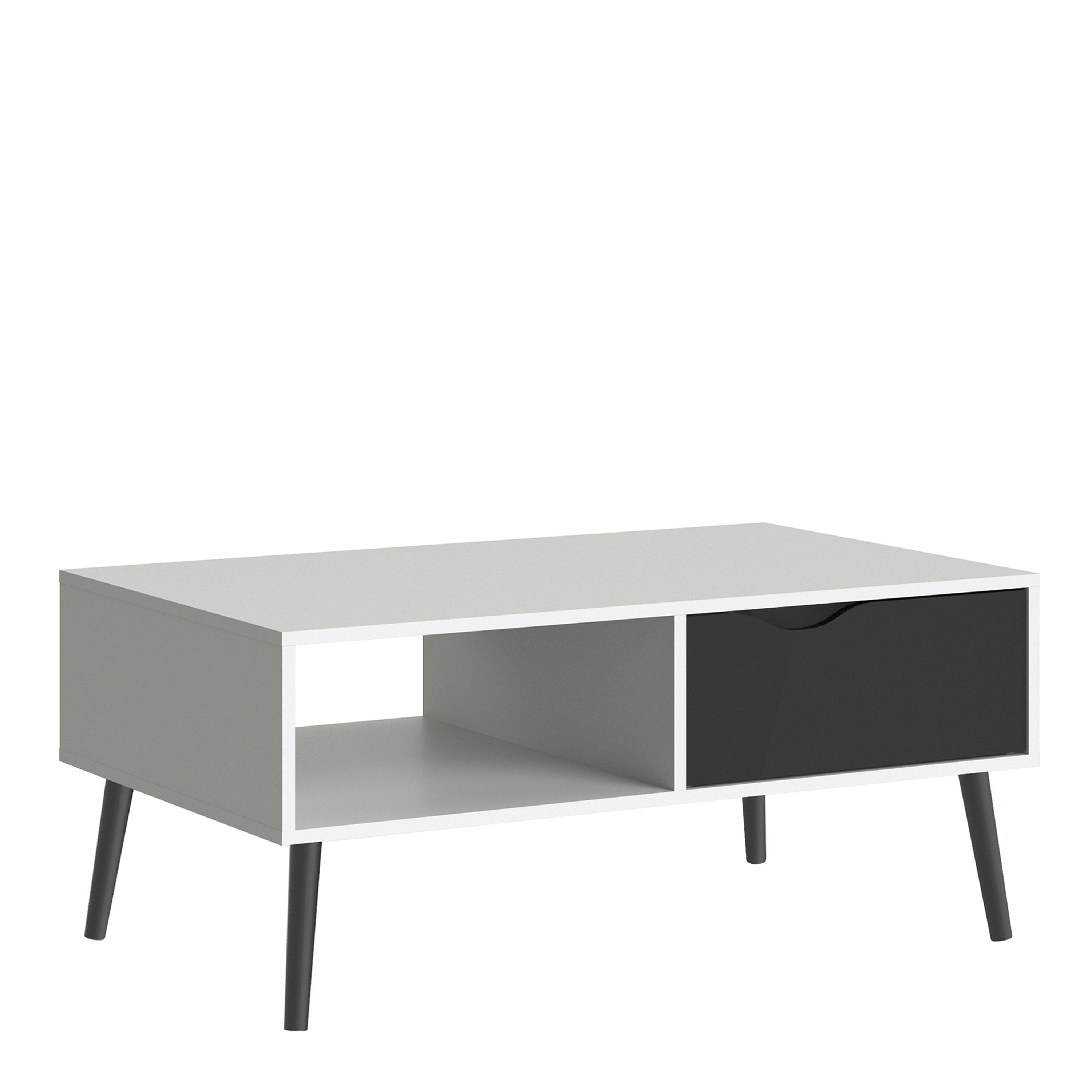 Ebru White & black Painted 1 Drawer Coffee table (H)433mm (W)987mm (D)602mm