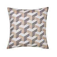 Eclat Geometric Beige & grey Cushion (L)45cm x (W)45cm