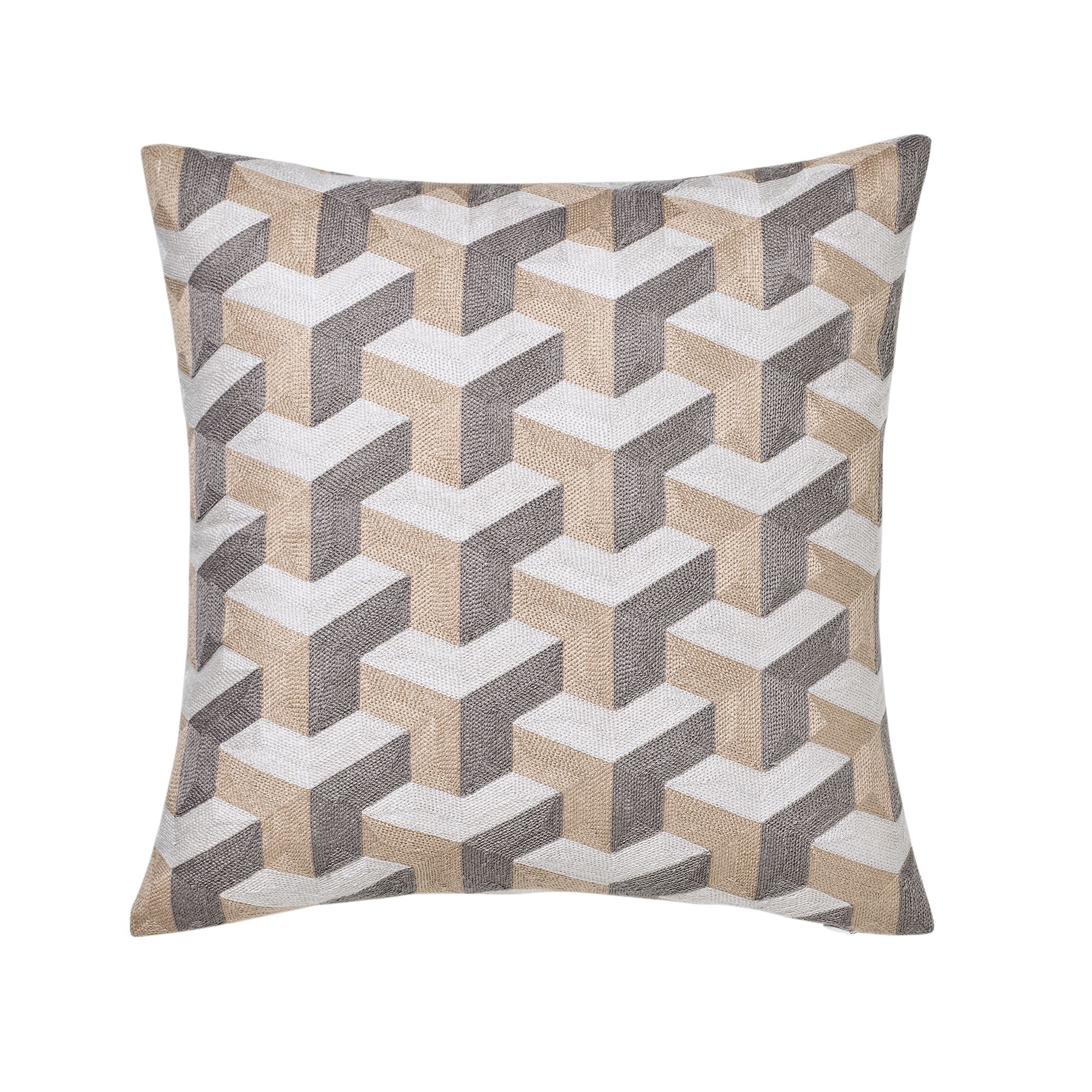 Eclat Geometric Beige & grey Cushion (L)45cm x (W)45cm DIY at B&Q