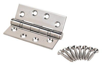 Eclipse Polished Chrome effect Grade 13 Fire door hinge, Pack of 2