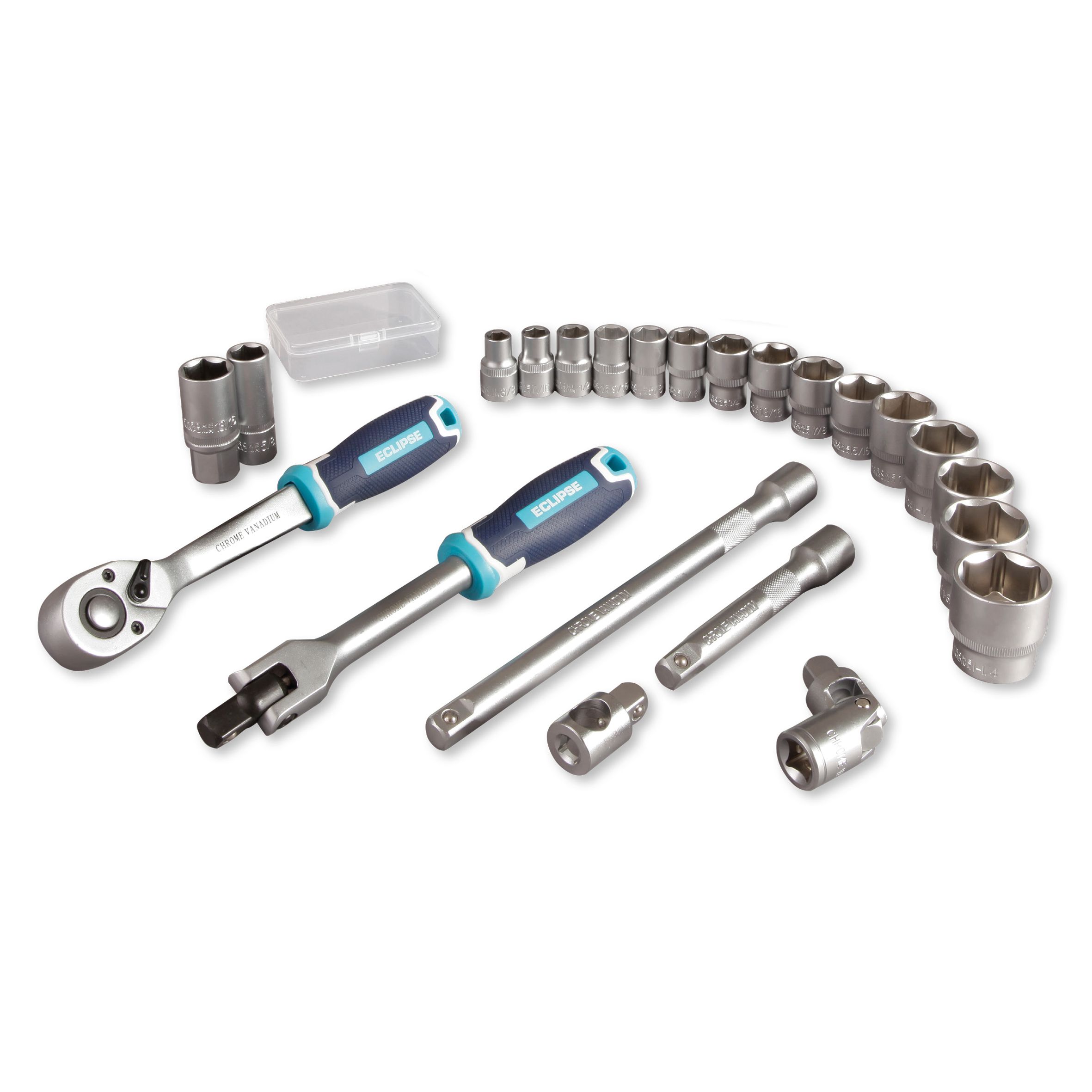 Eclipse Professional Tools 24 piece Metric Mixed Ratchet Socket set ...