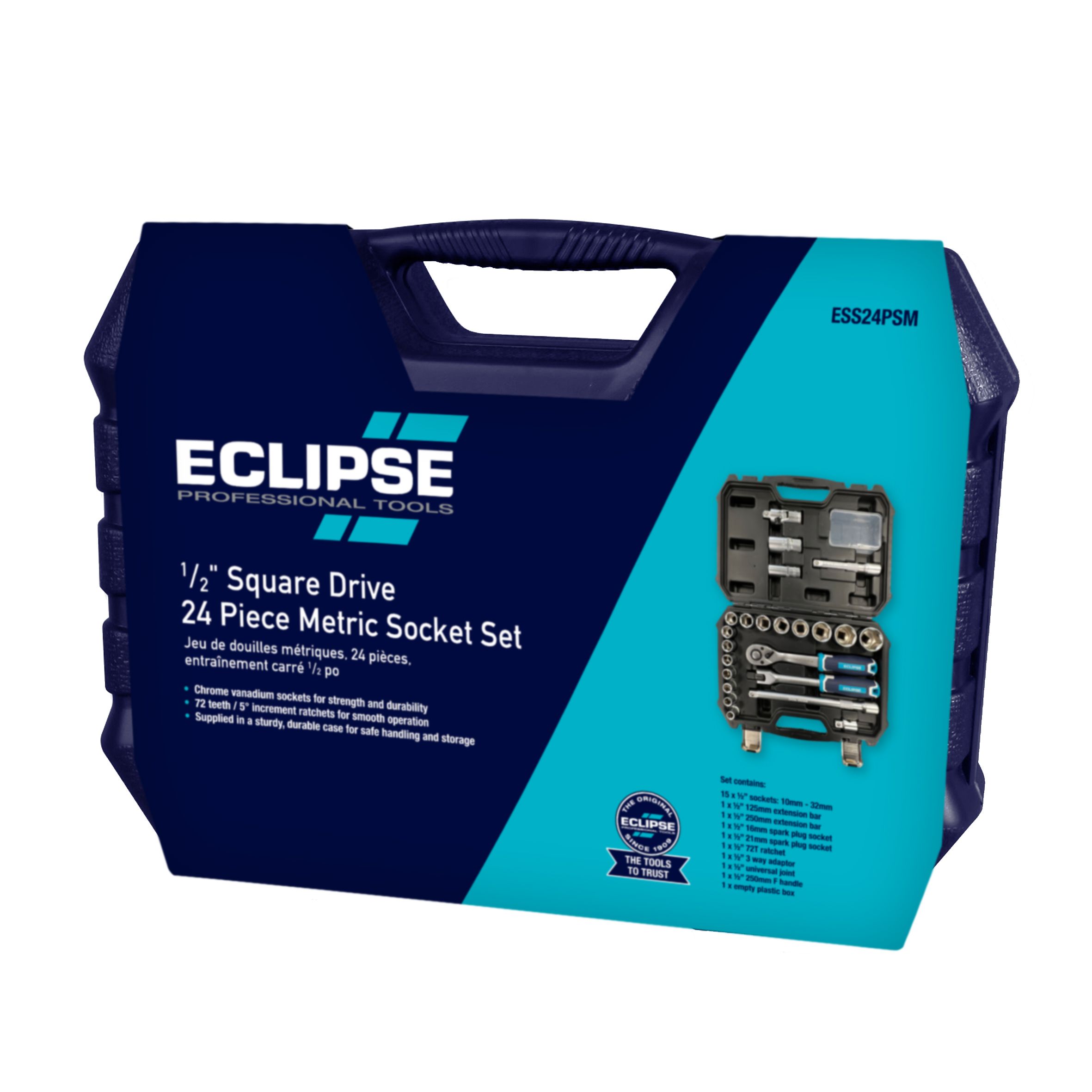 Eclipse Professional Tools 24 piece Metric Mixed Ratchet Socket set ...