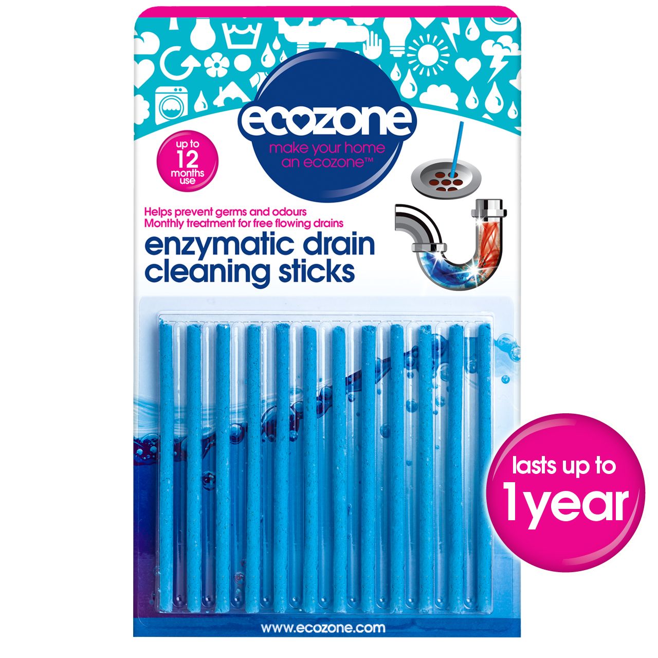 Ecozone Enzymatic Drain Cleaning Sticks