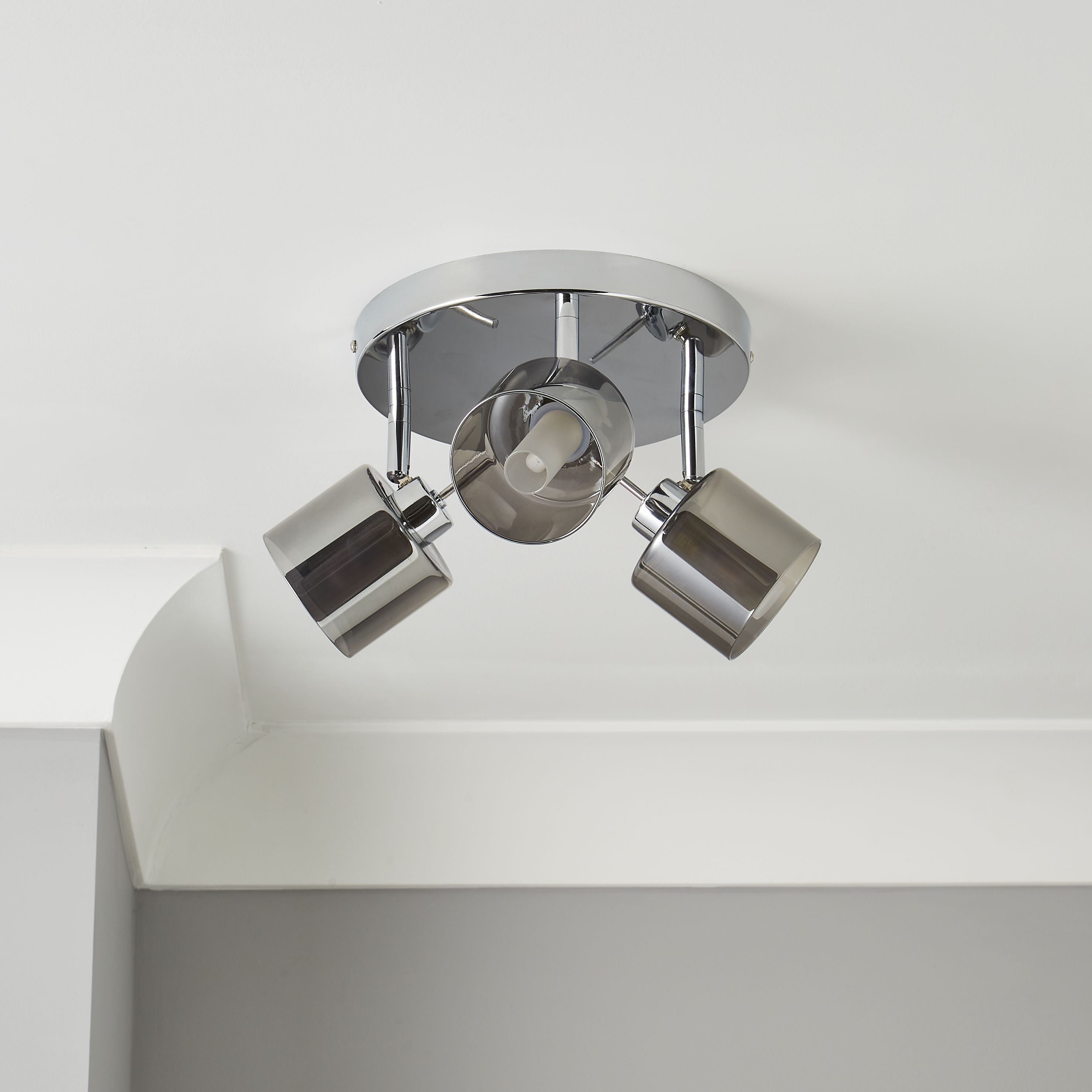 Eden Modern Smoke Chrome effect 3 Light Spotlight
