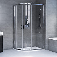 Edge 6 Silver effect Left-handed Offset quadrant Shower Enclosure & tray - Double sliding doors (H)190cm (W)100cm (D)80cm