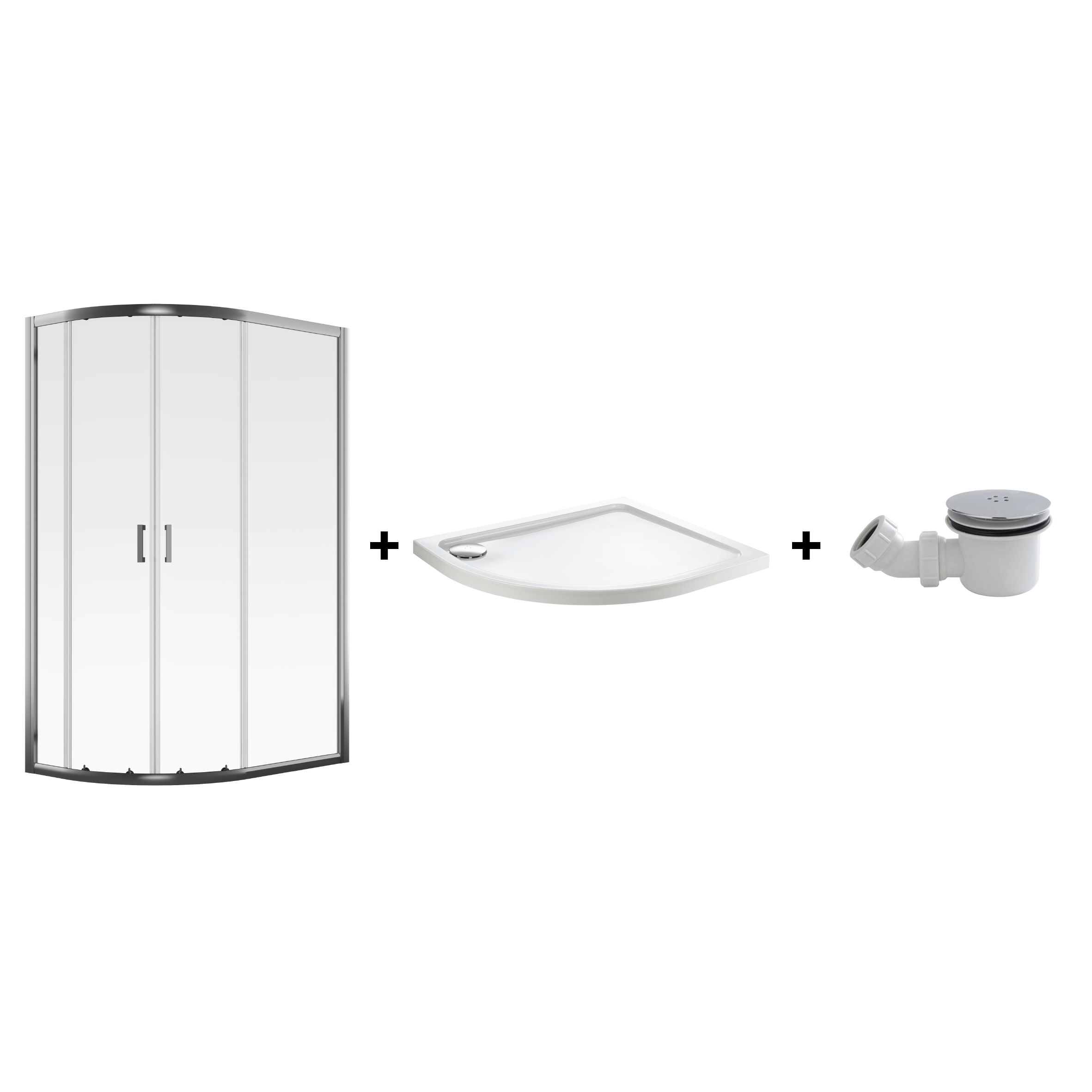Edge 8 Left-handed Offset quadrant Shower Enclosure & tray - Double sliding doors (H)200cm (W)120cm (D)80cm