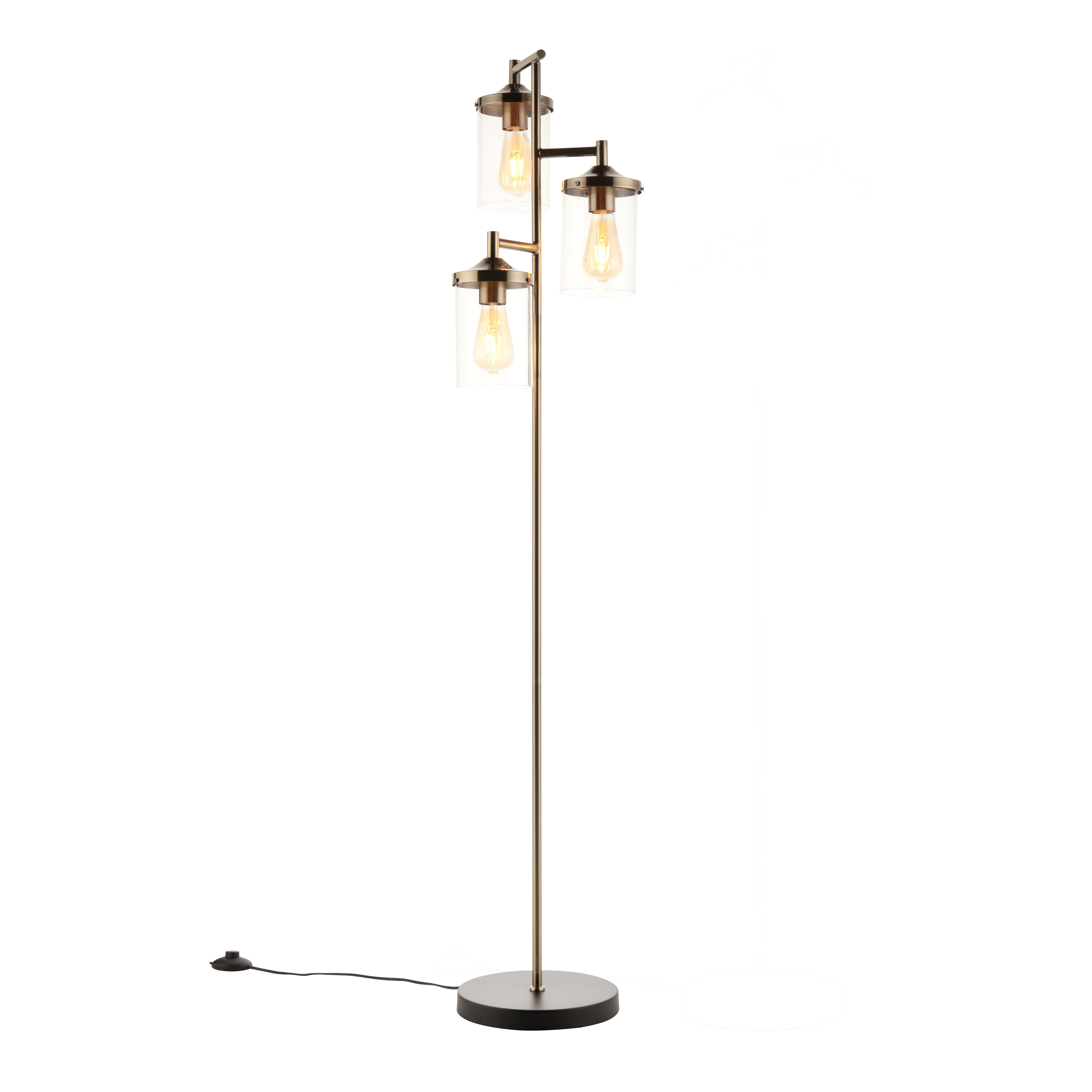 Edinburgh Matt Black Antique brass effect Floor light