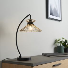 Eiffel Modern Black & Gold effect Table lamp