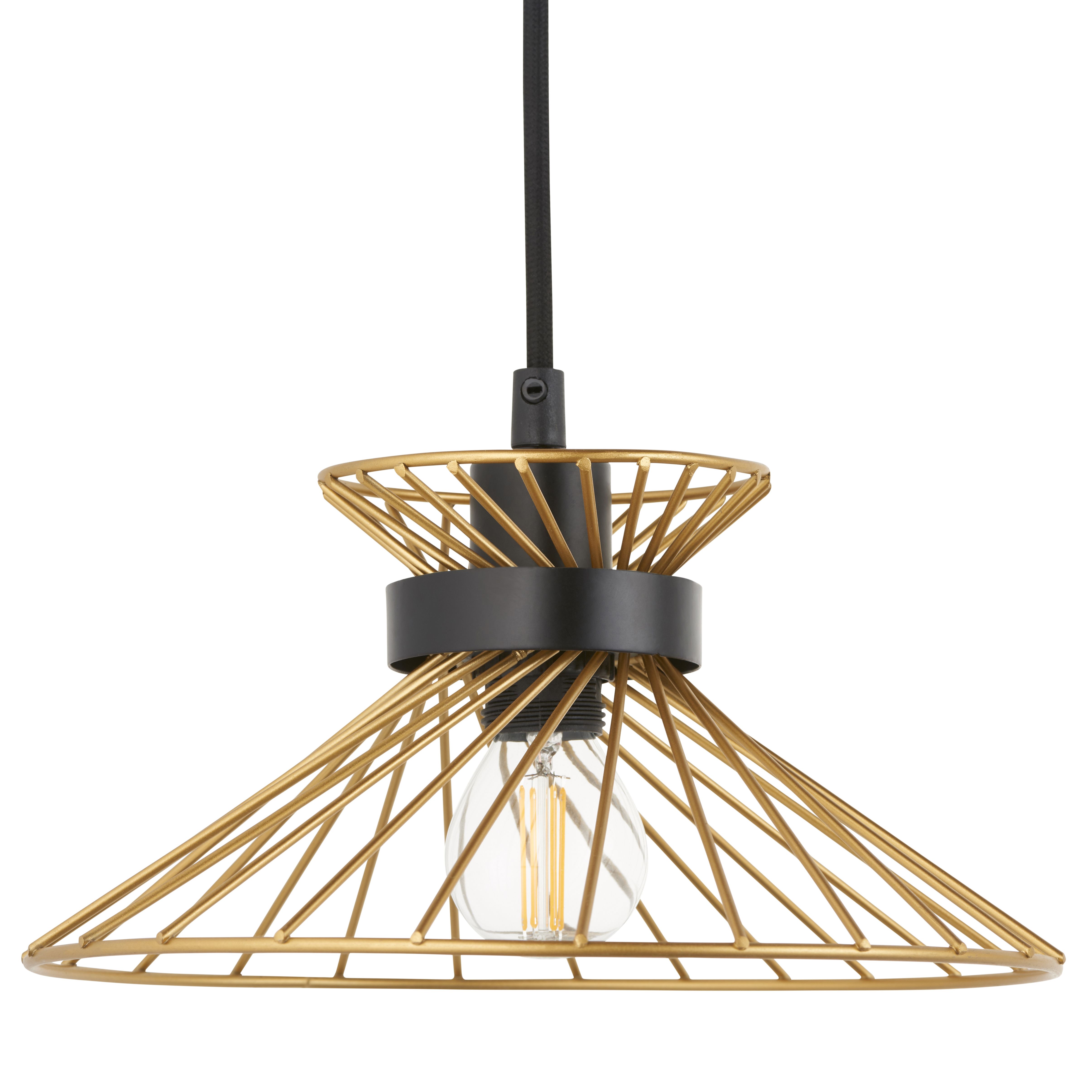 Eiffel Modern Steel Black & Gold effect 3 Lamp LED Ceiling light