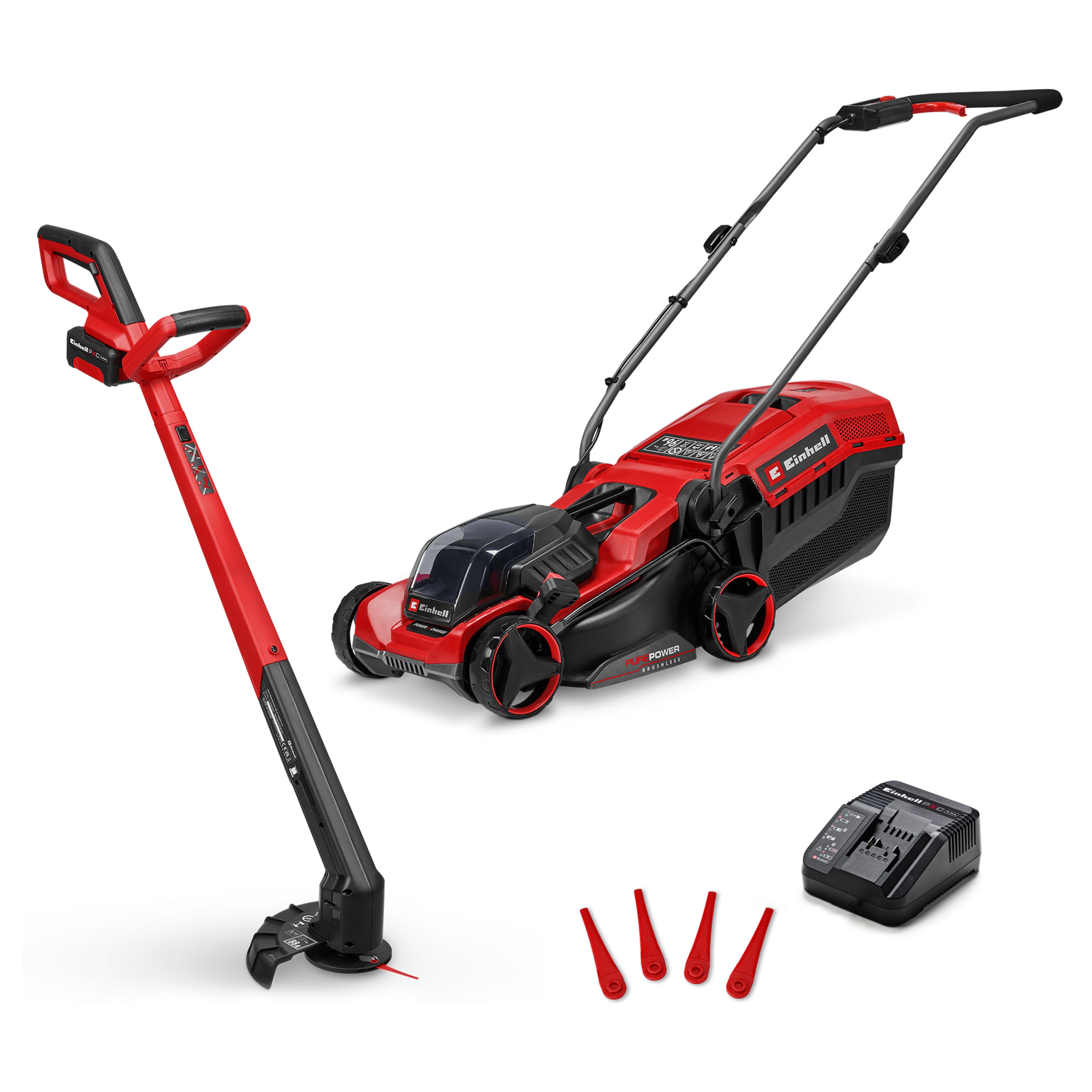 Einhell 18V Cordless Rotary Push Lawnmower & grass trimmer set (1 x 4Ah)