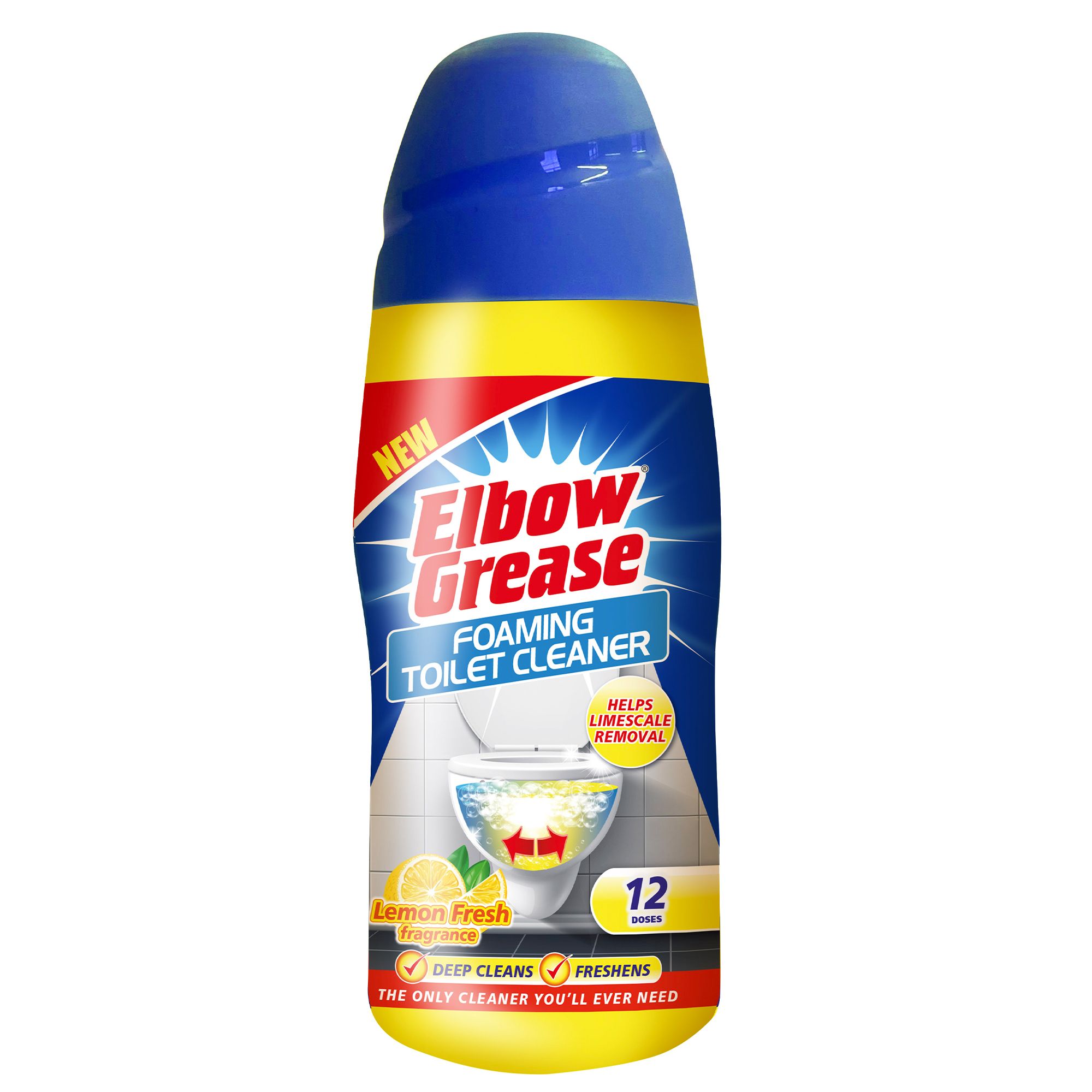 Elbow Grease Lemon Fresh Foaming Toilet cleaner Powder 500L 500g DIY