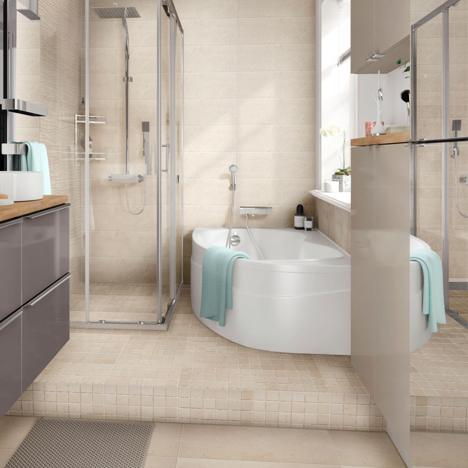 Elegance Beige Gloss Marble effect Ceramic Indoor Wall Tile Sample