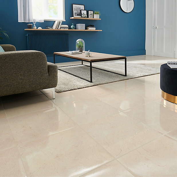 Elegance Beige Gloss Marble Effect, Marble Effect Floor Tiles B Q