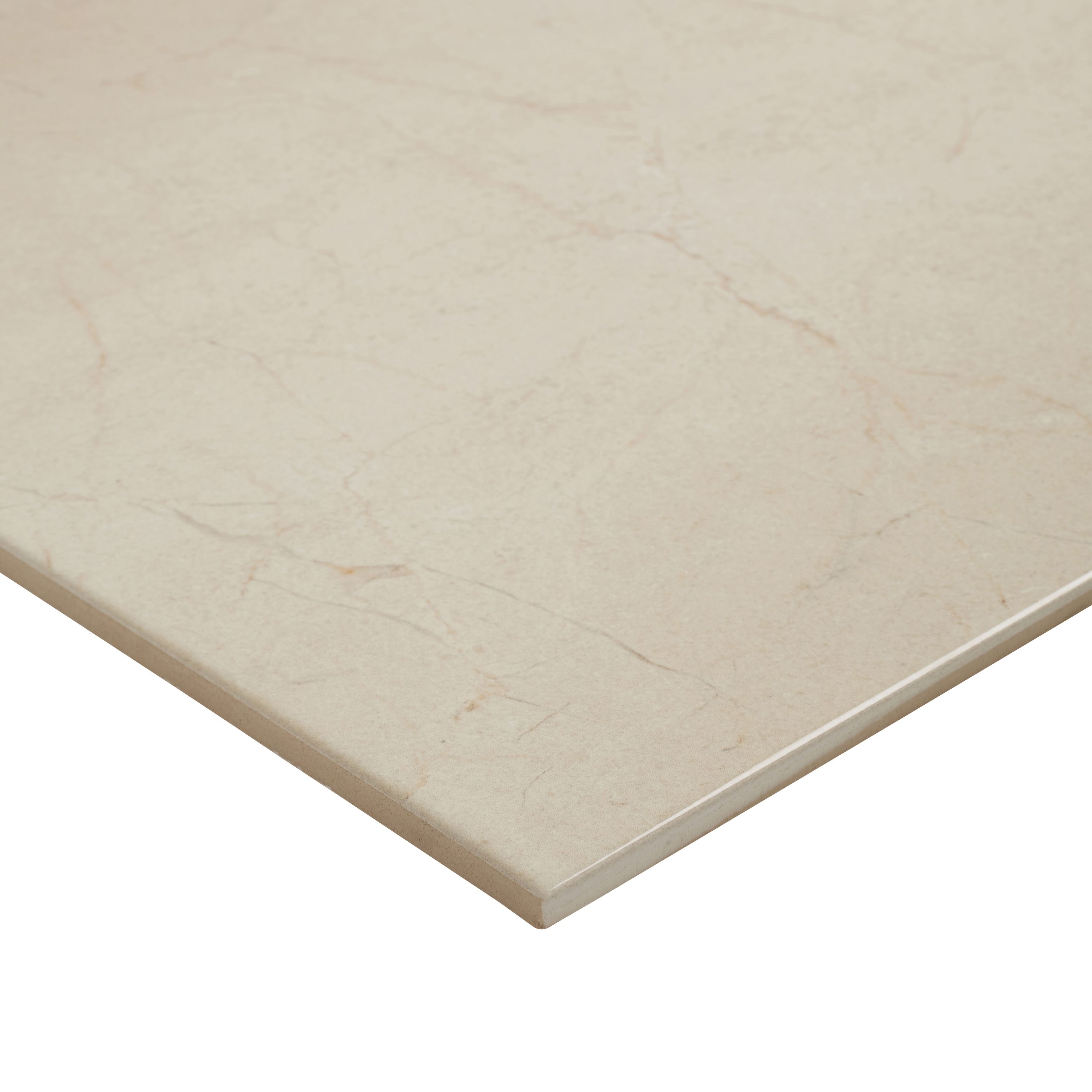 Elegance Beige Gloss Marble Effect Porcelain Floor Tile Sample | DIY At B&Q