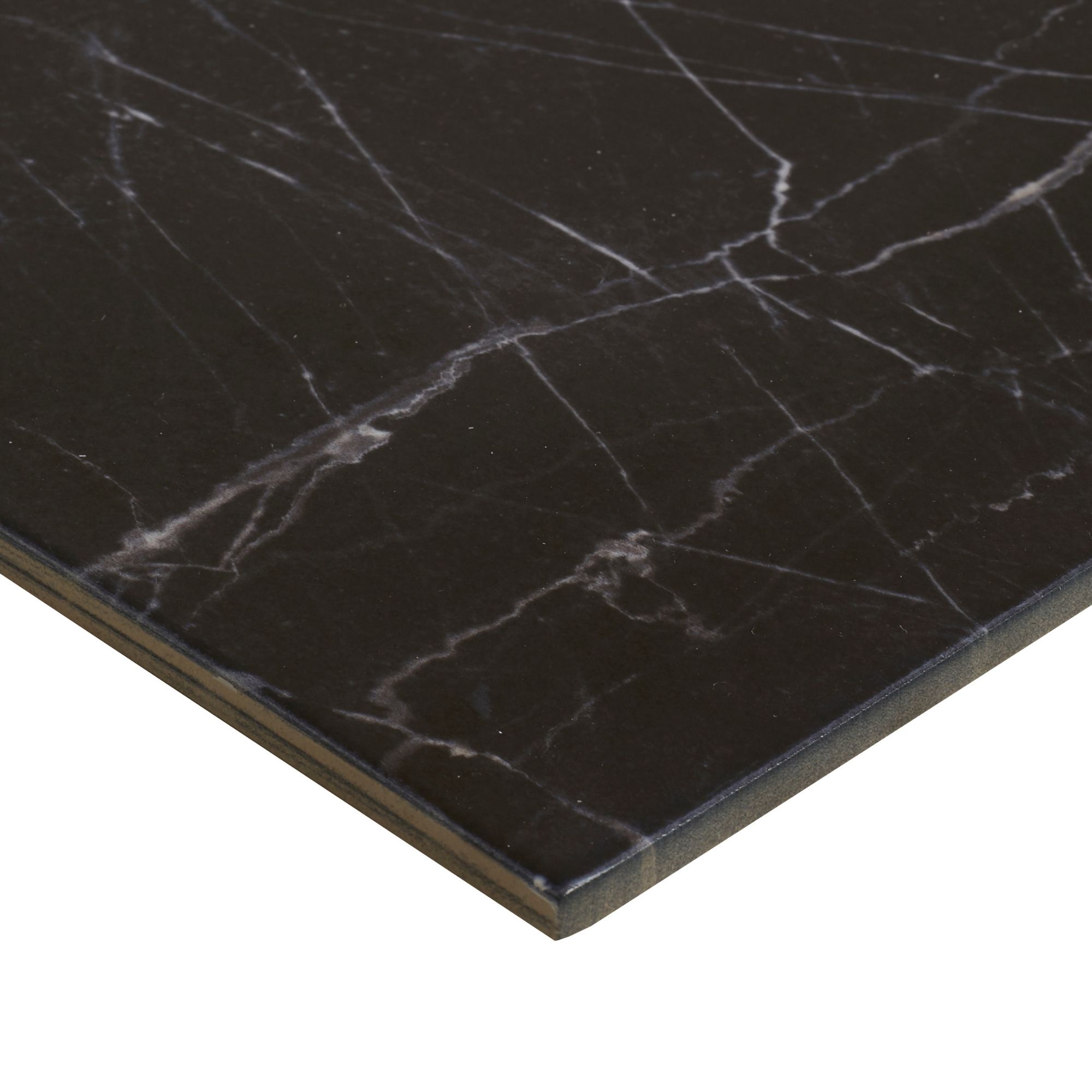 Elegance Black Gloss Marble effect Ceramic Floor Tile Sample