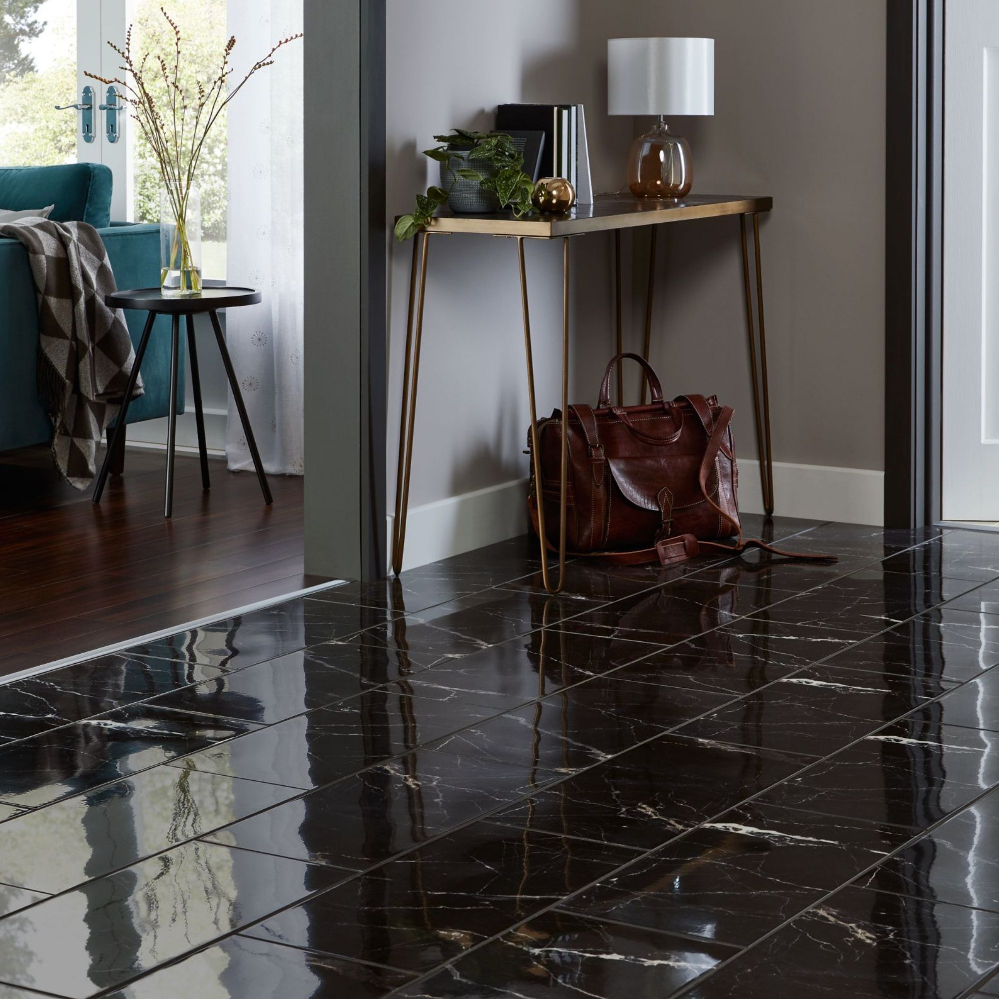 Elegance Black Plain Ceramic Floor Tile Sample - 4