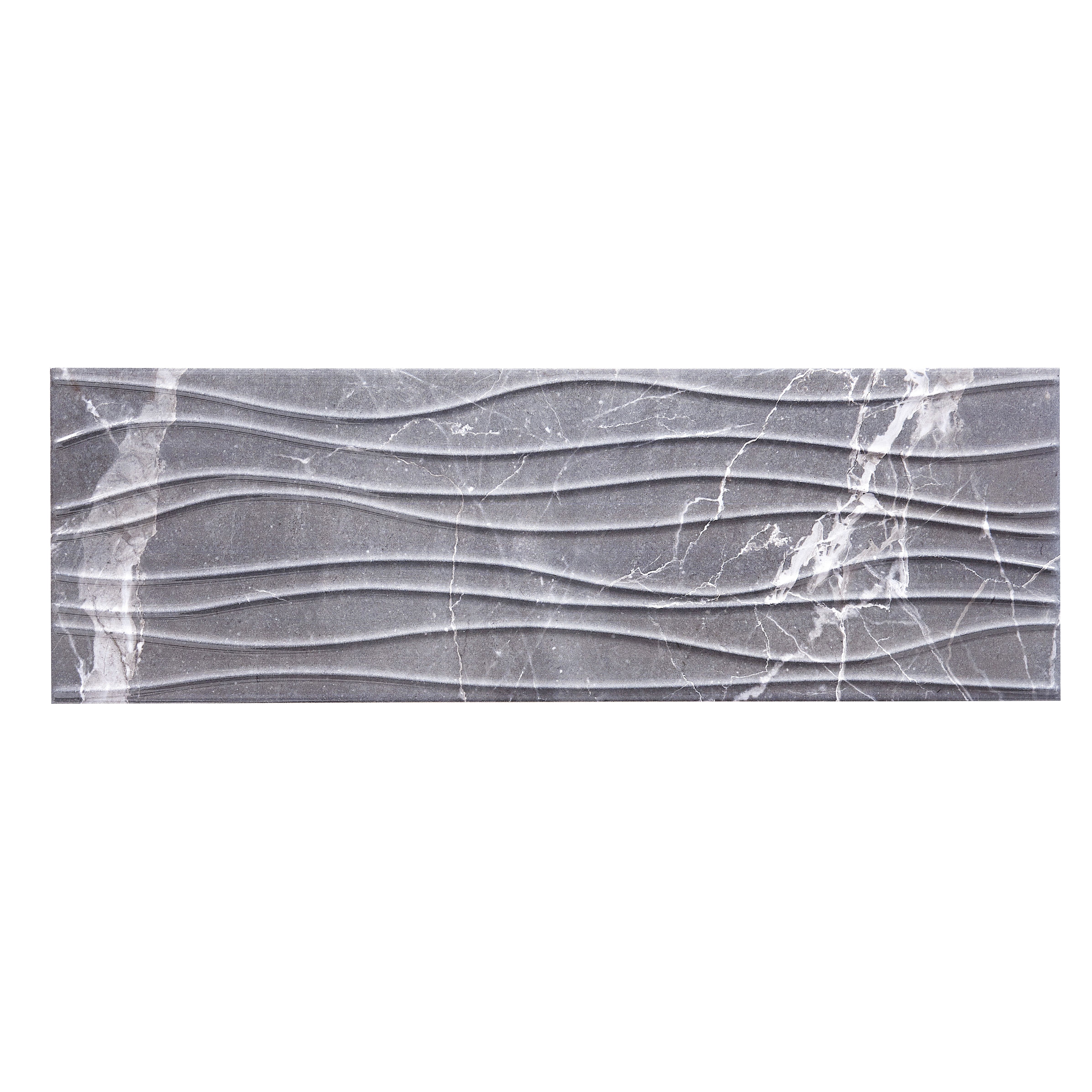 Elegance Grey 3D decor Marble effect Ceramic Indoor Tile, (L)600mm (W)200mm, 0.84m²