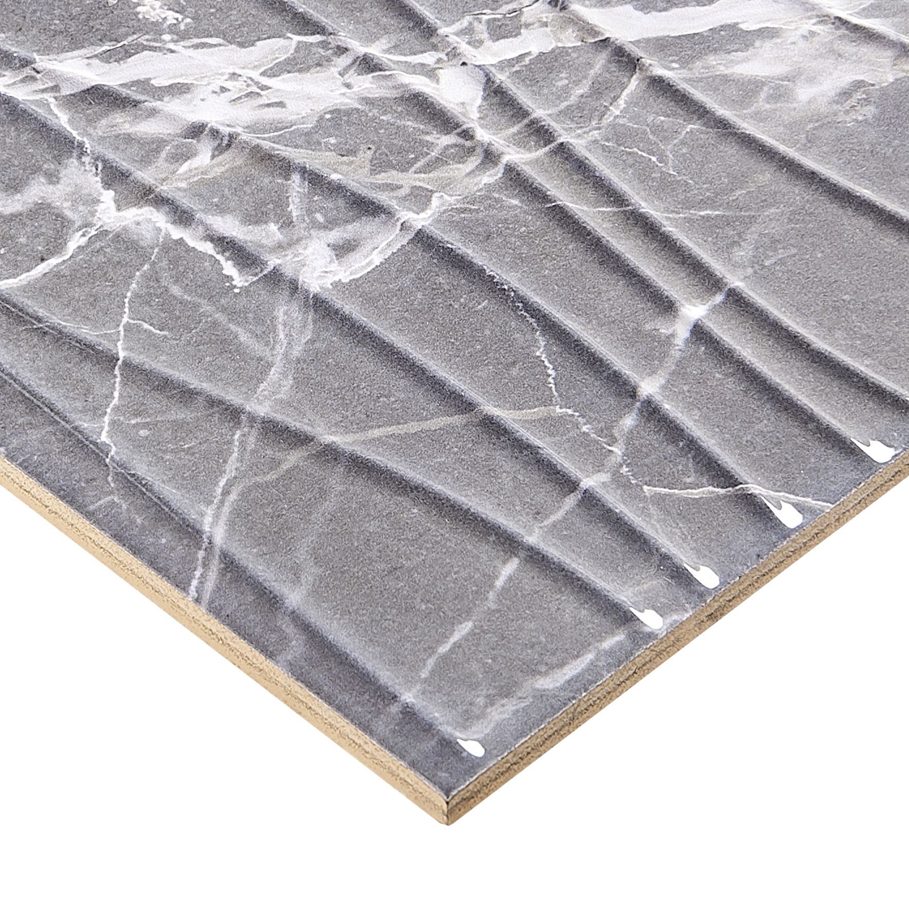 Elegance Grey 3D decor Marble effect Ceramic Indoor Tile, (L)600mm (W)200mm, 0.84m²